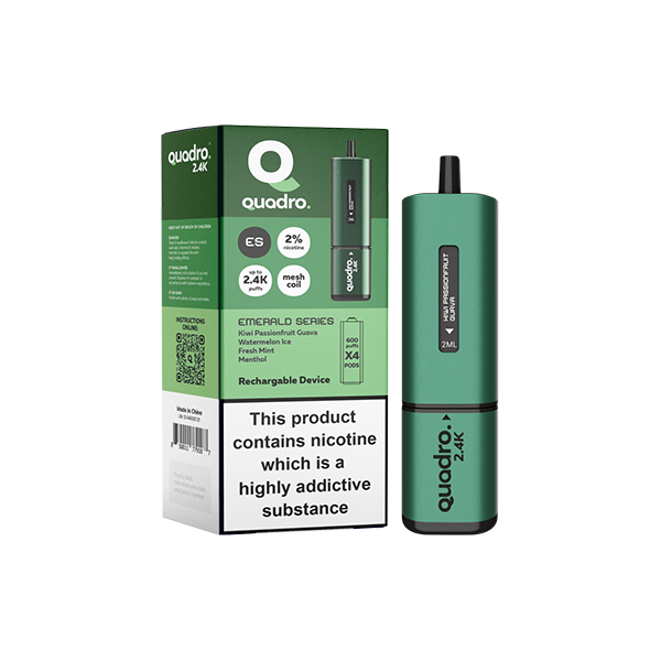 20mg Quadro 2.4K Pod Vape Kit 4 v 1 - 2400 Puffov