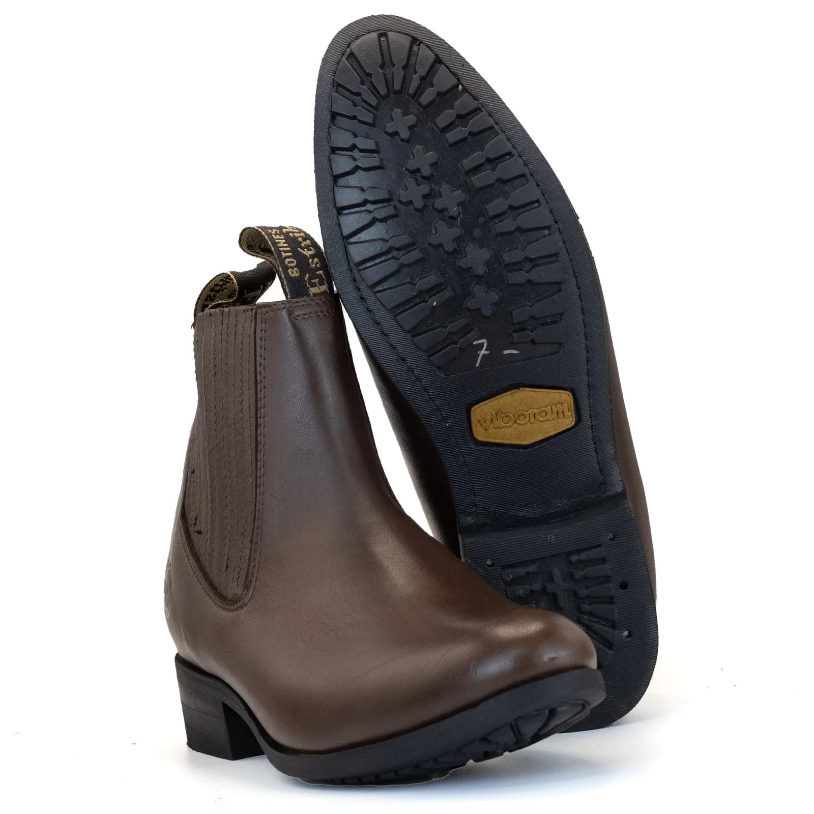 BOTIN ESTRIBO CHARRO SUELA DE HULE CAFE