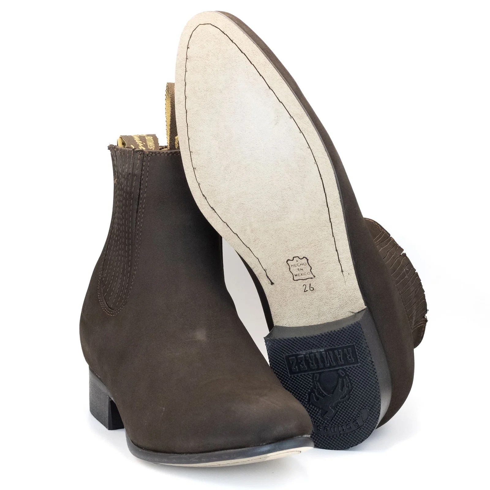BOTIN RAMÍREZ CHARRO DE GAMUZA CON SUELA DE NEOLITE CAFE