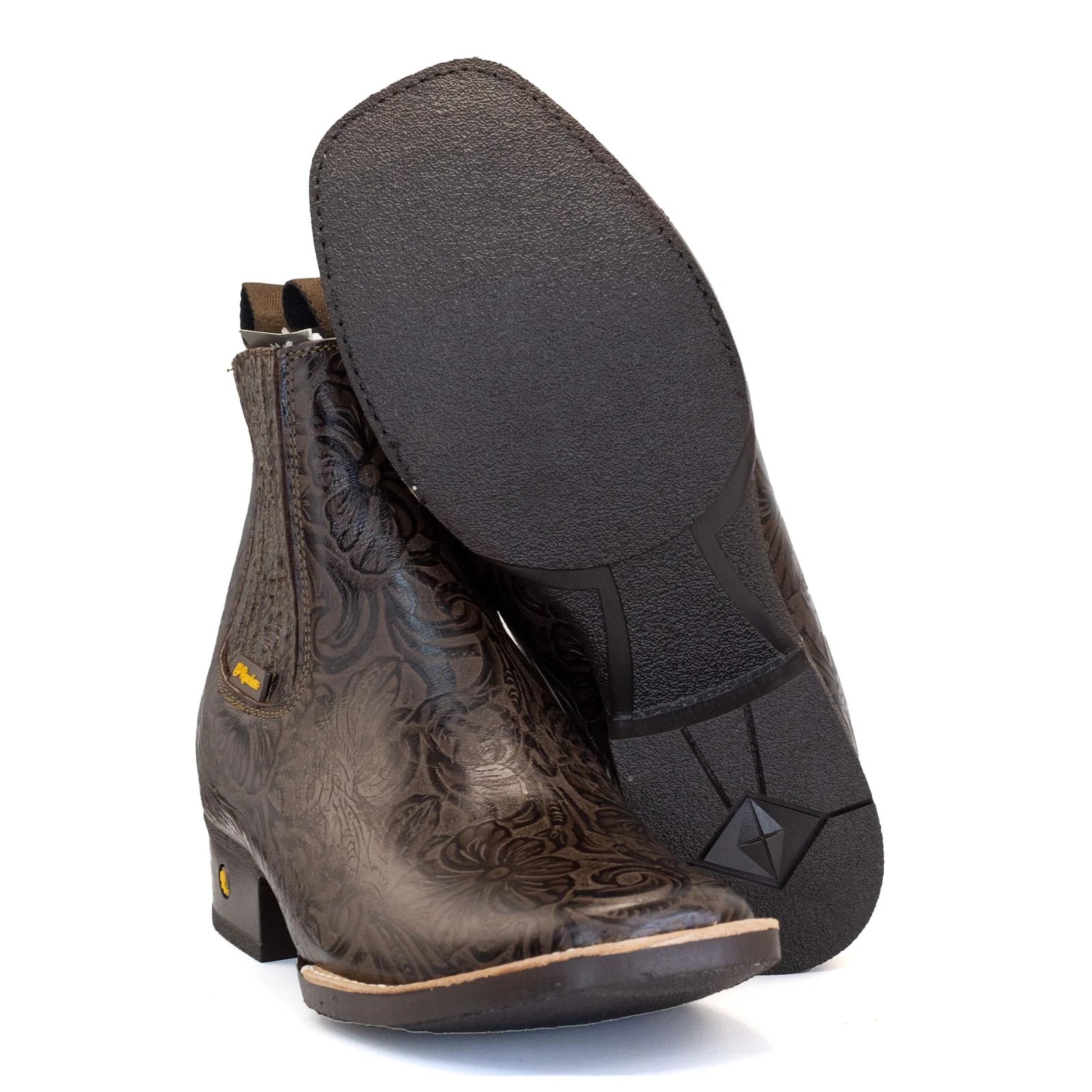 BOTIN EL RANCHERO DE PIEL DE RES CINCELADO CAFE