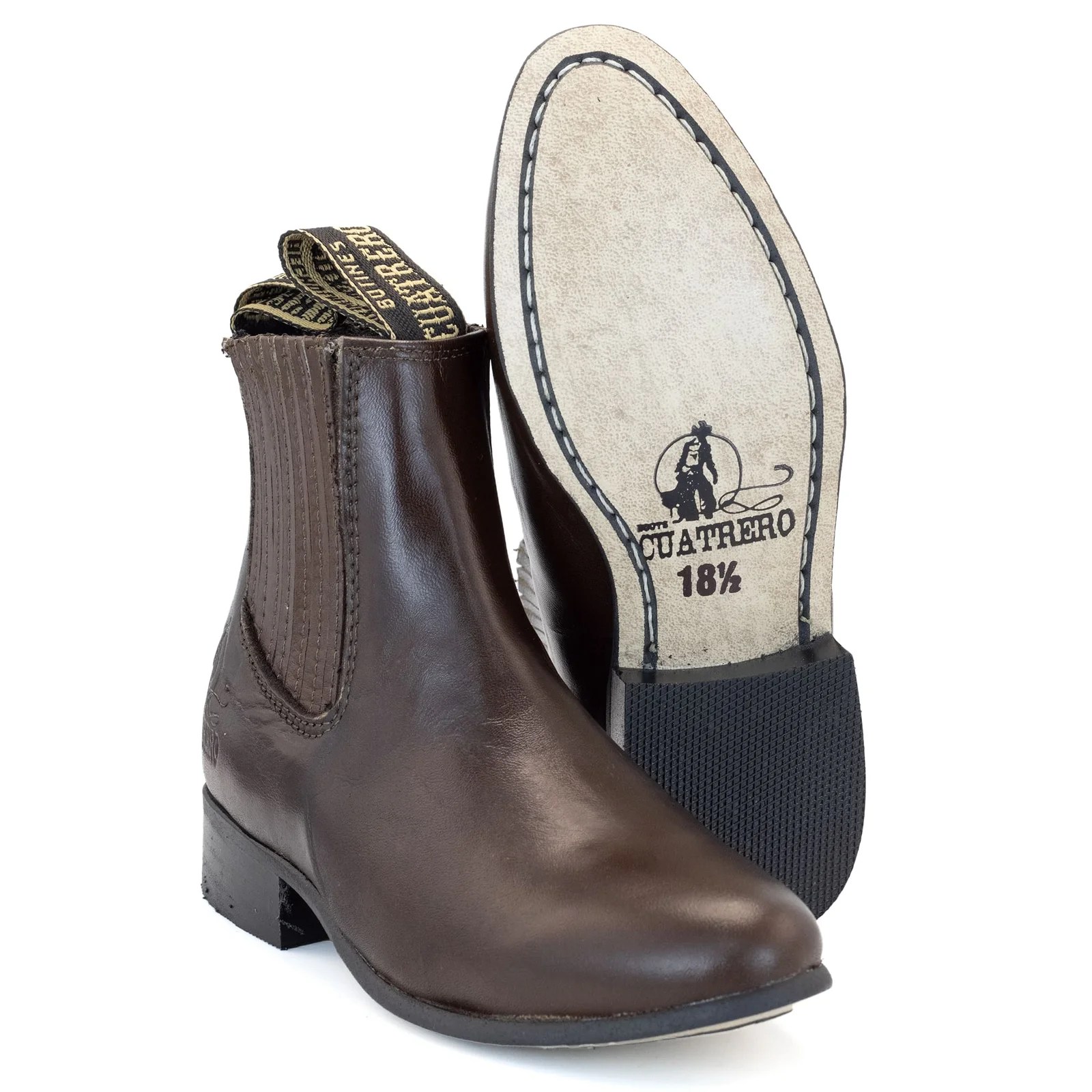 BOTIN CUATRERO CHARRO EN PIEL CAFE