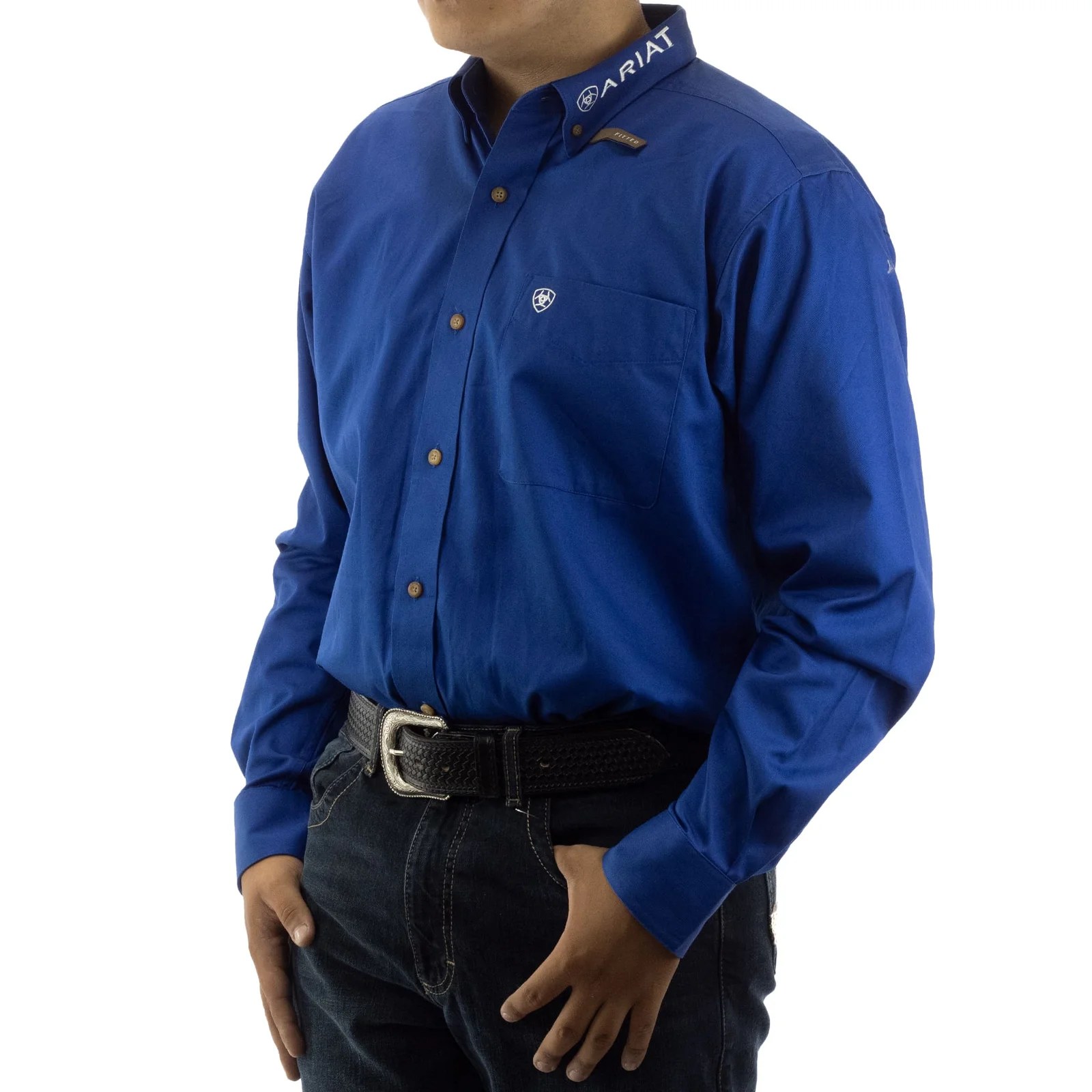 CAMISA ARIAT TEAM LOGO TWILL AZUL CORTE FITTED