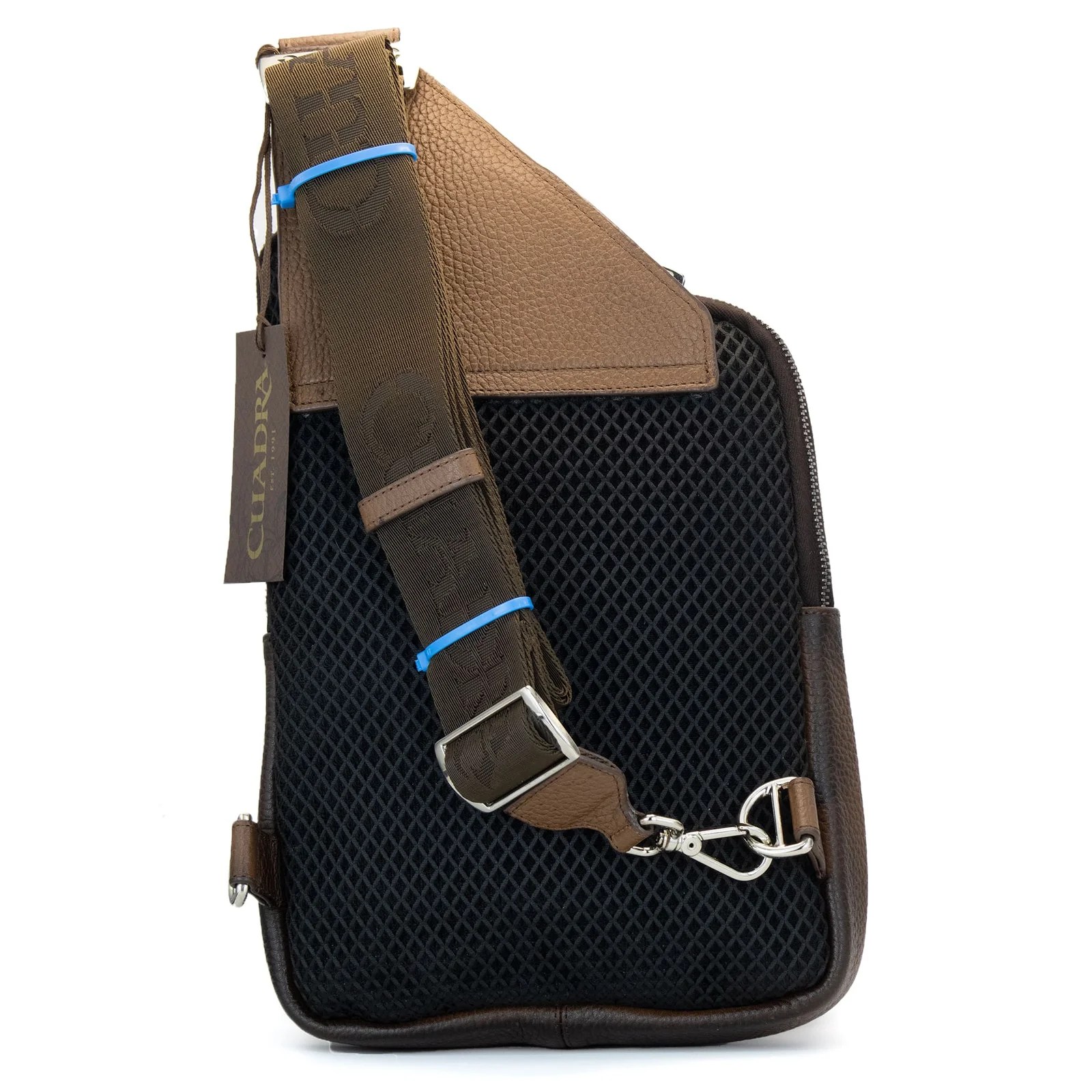 BANDOLERA EN PIEL GENUINA DE COCODRILO CAFE
