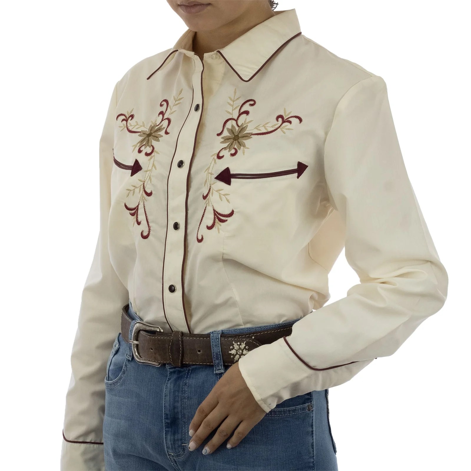 CAMISA ESPUELA DE ORO DE MANGA LARGA CHARRA BEIGE