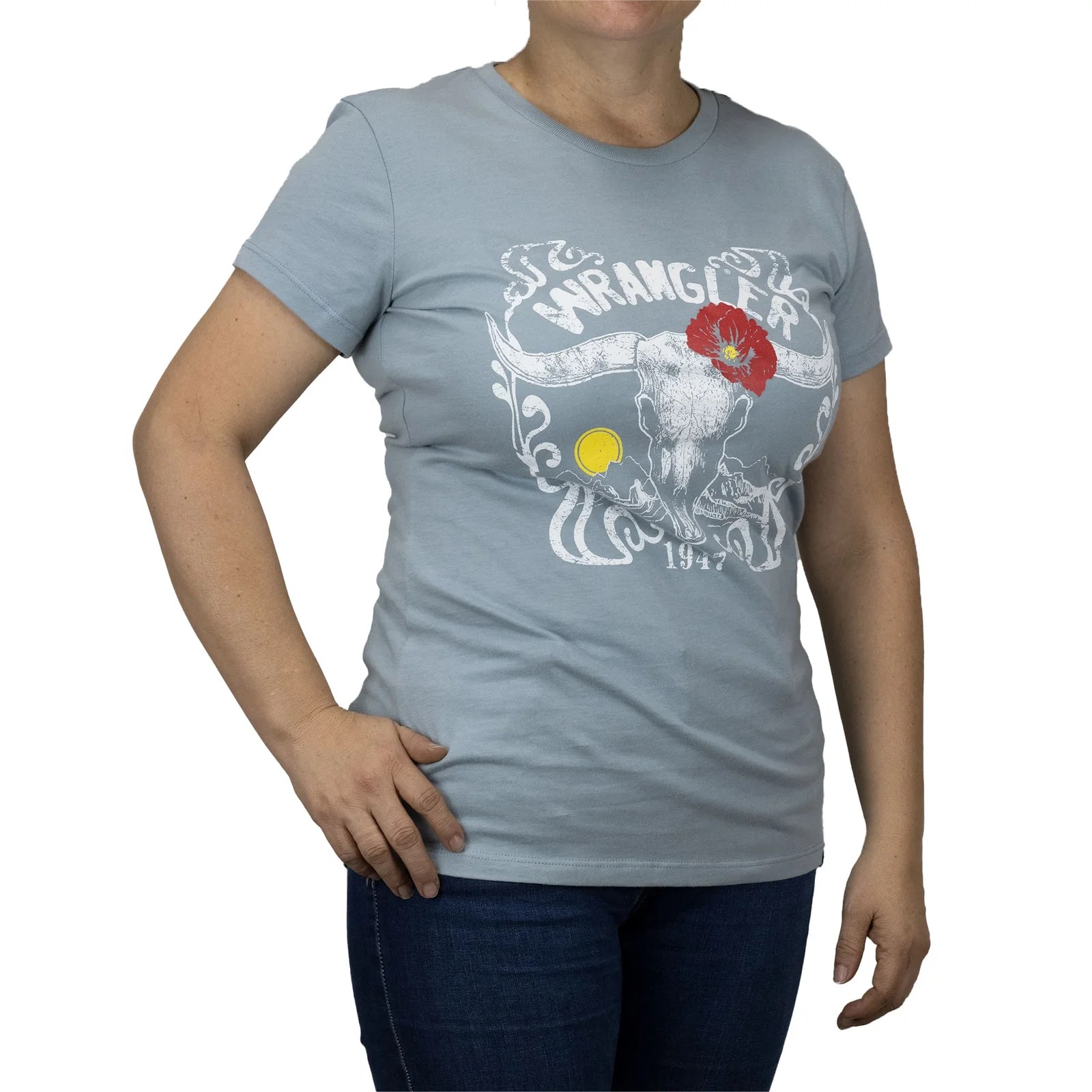 PLAYERA WRANGLER ESTAMPADO RODEO AZUL CLARO