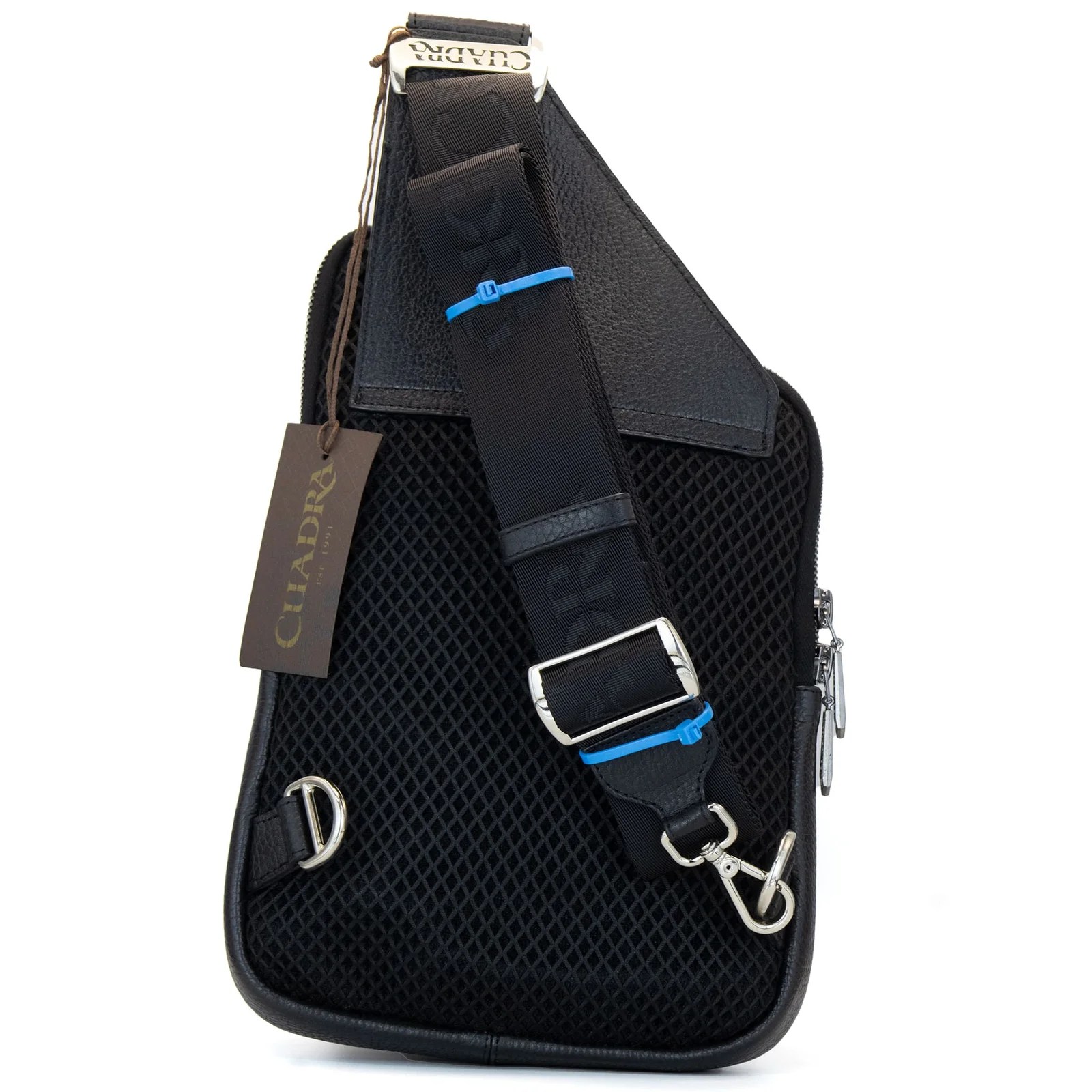 BANDOLERA EN PIEL GENUINA DE COCODRILO NEGRA