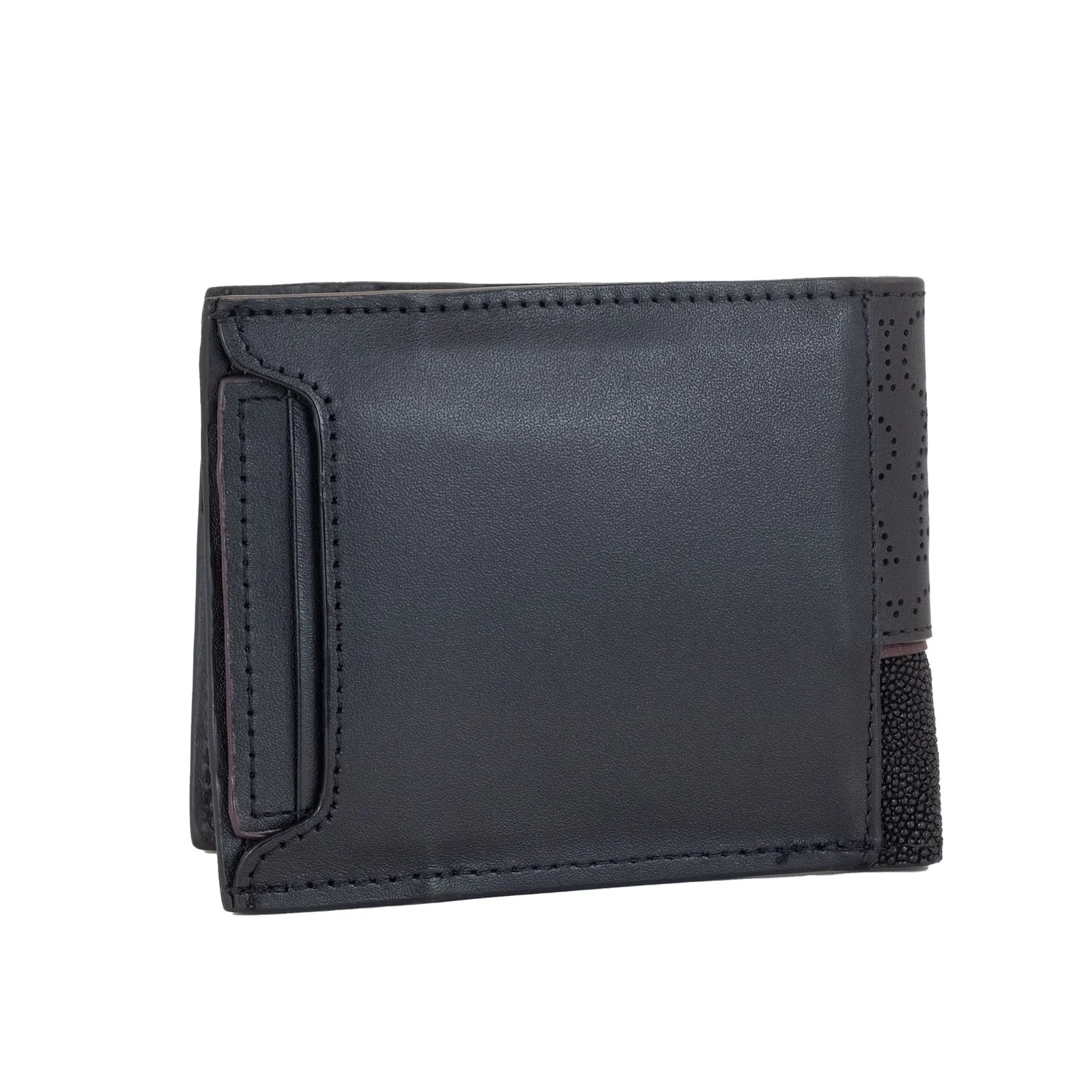 CARTERA EN PIEL GENUINA DE MANTARRAYA NEGRA.
