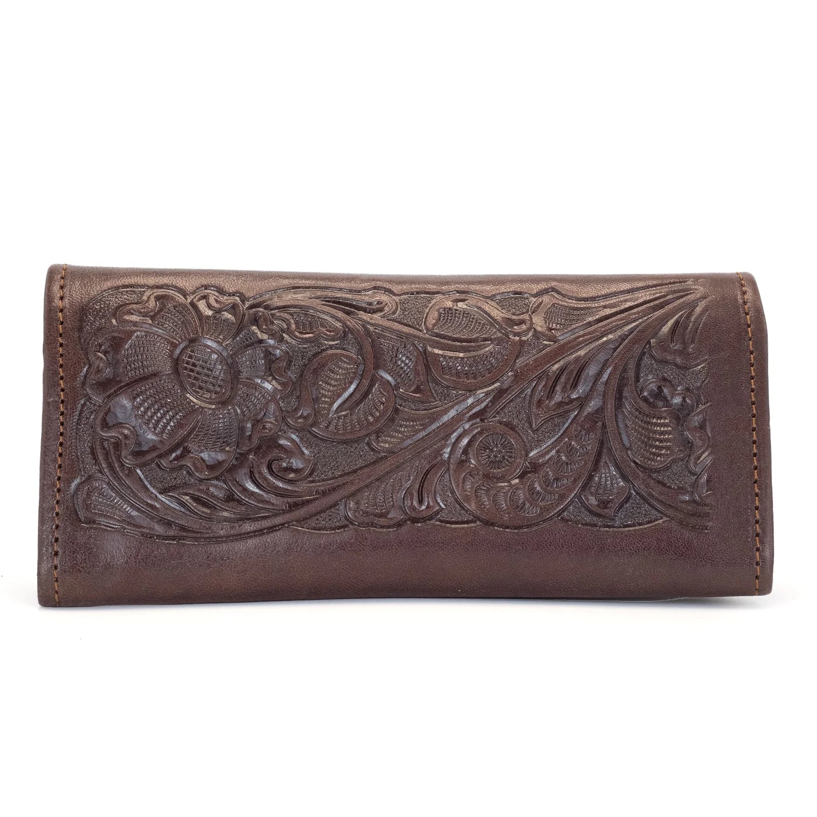 CARTERA EN PIEL CINCELADA CAFE