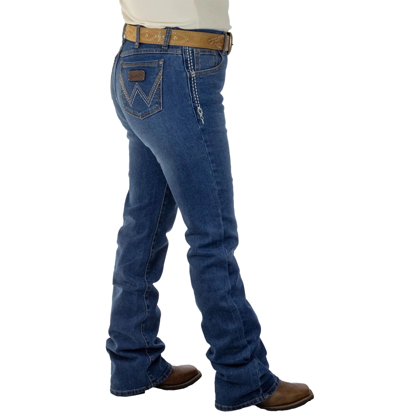 PANTALON WRANGLER DAMA CINTURA ALTA AZUL OBSCURO