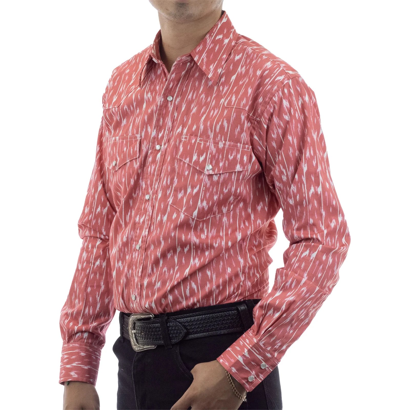 CAMISA VAQUERA WRANGLER MANGA LARGA HOMBRE ROSA