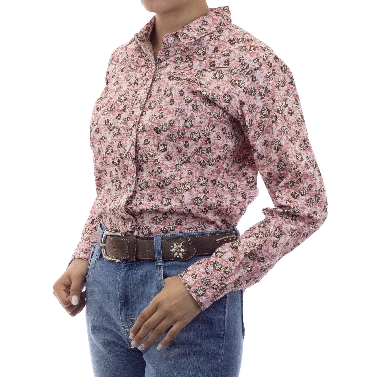 CAMISA VAQUERA WRANGLER DAMA MANGA LARGA ROSA