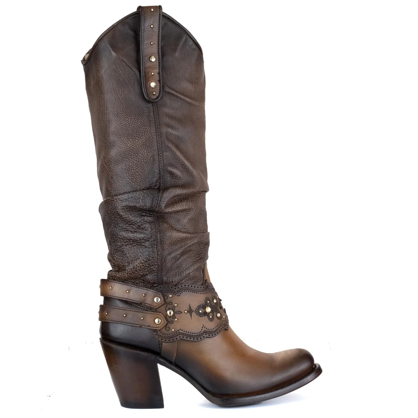 BOTA CUADRA EN PIEL GENUINA DE RES CAFE