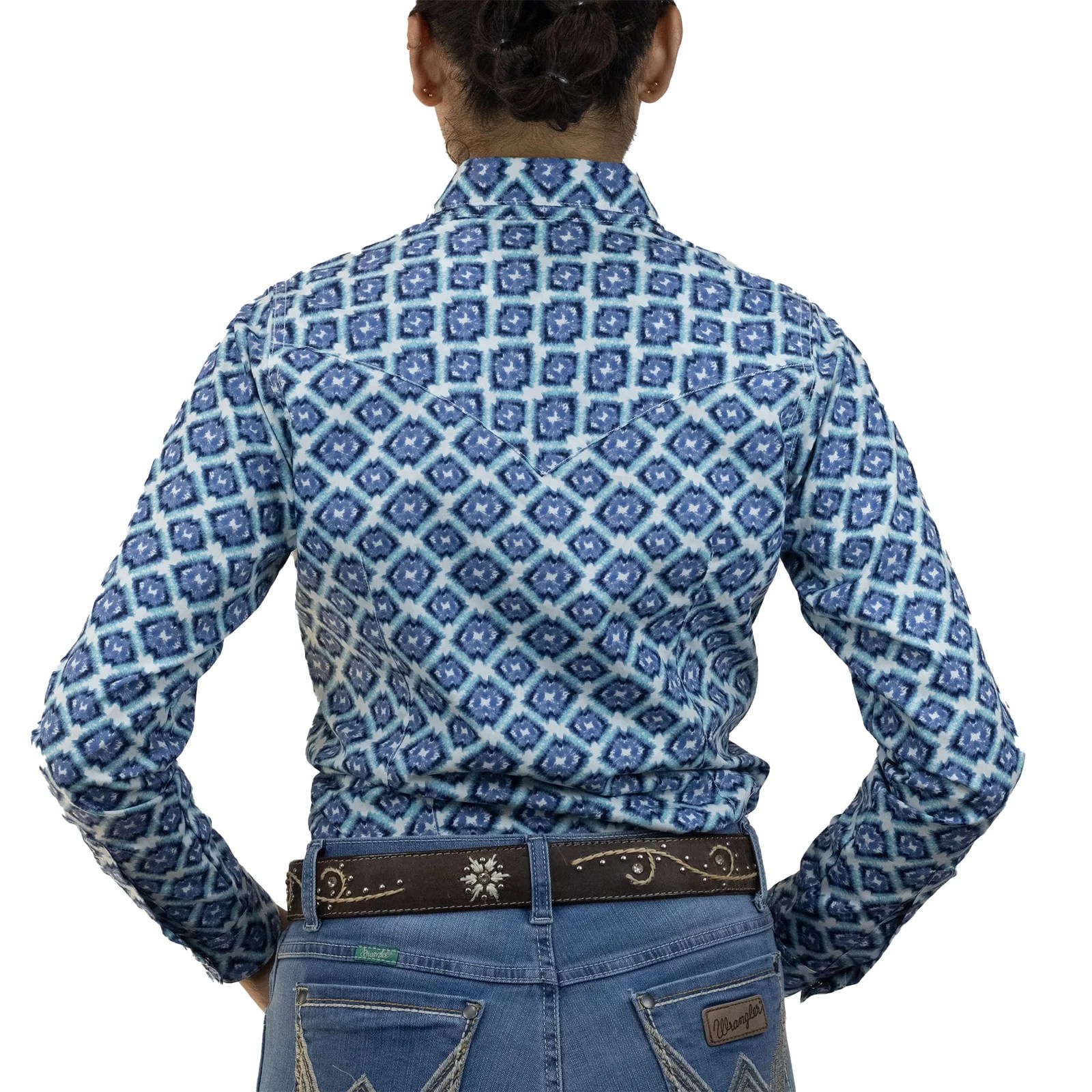 BLUSA VAQUERA MUJER WRANGLER SLIM FIT MANGA LARGA 403 AZUL