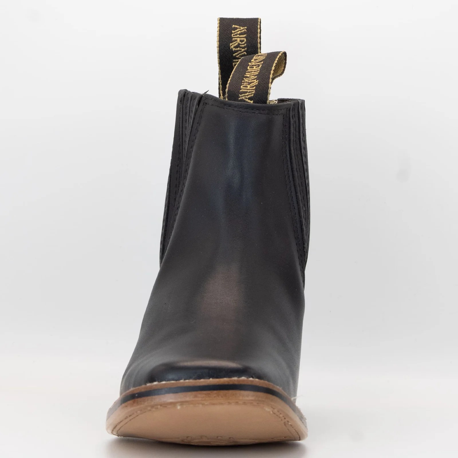 BOTIN ARMENTA CUADRADO CON SUELA DE CUERO ATANADO NEGRO