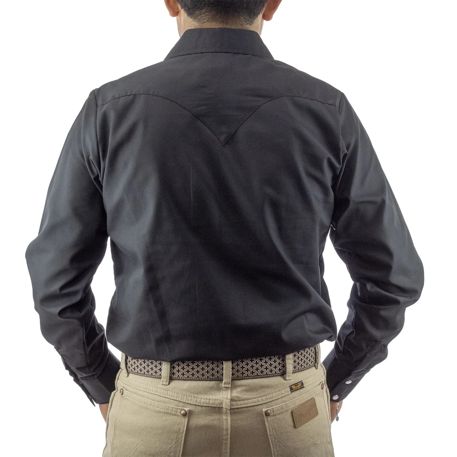 CAMISA ESPUELA DE ORO DE MANGA LARGA CHARRA NEGRO