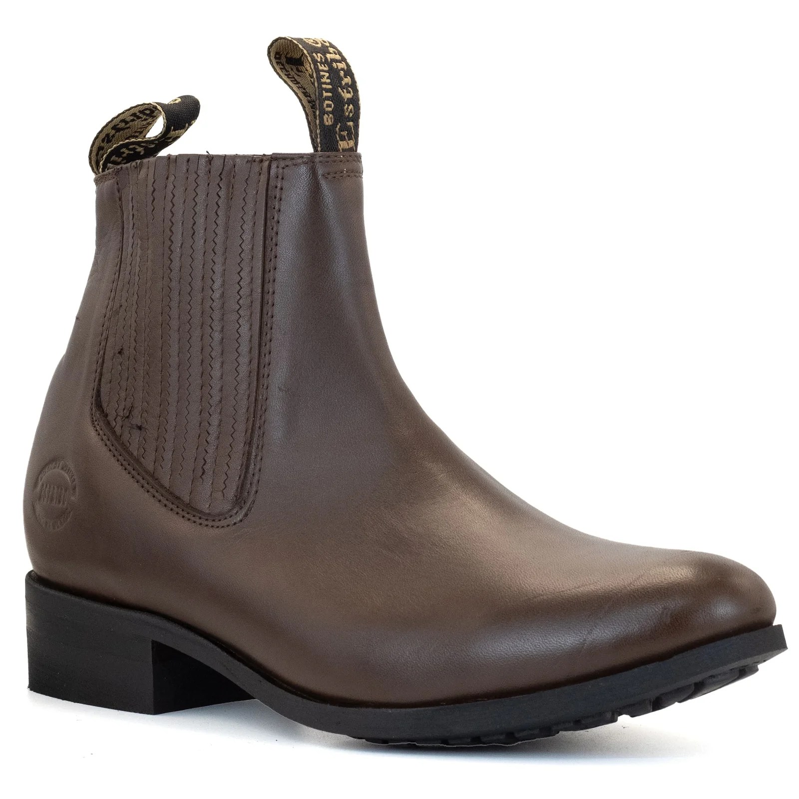 BOTIN ESTRIBO CHARRO SUELA DE HULE CAFE
