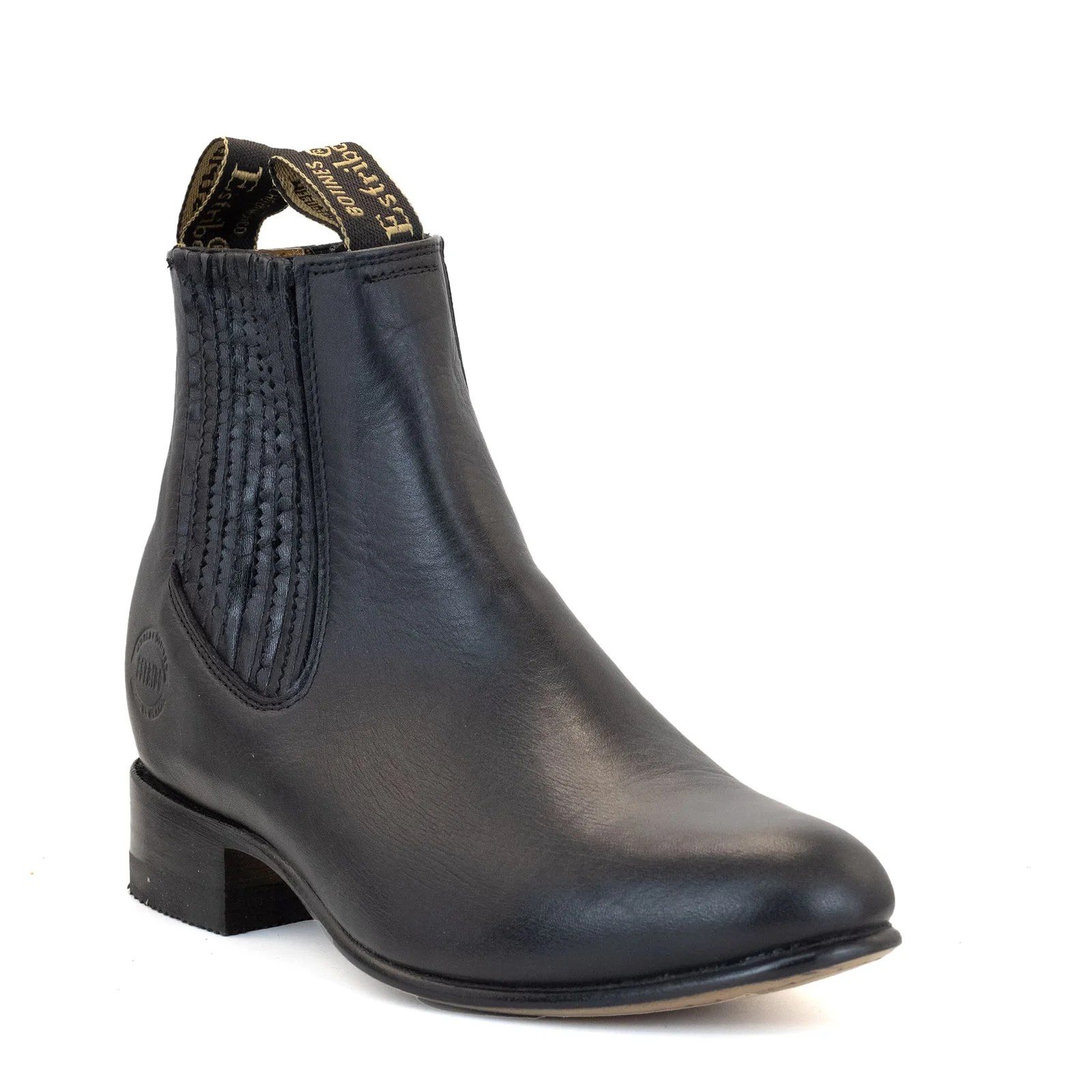 BOTIN ESTRIBO CHARRO SUELA DE CUERO NEGRO