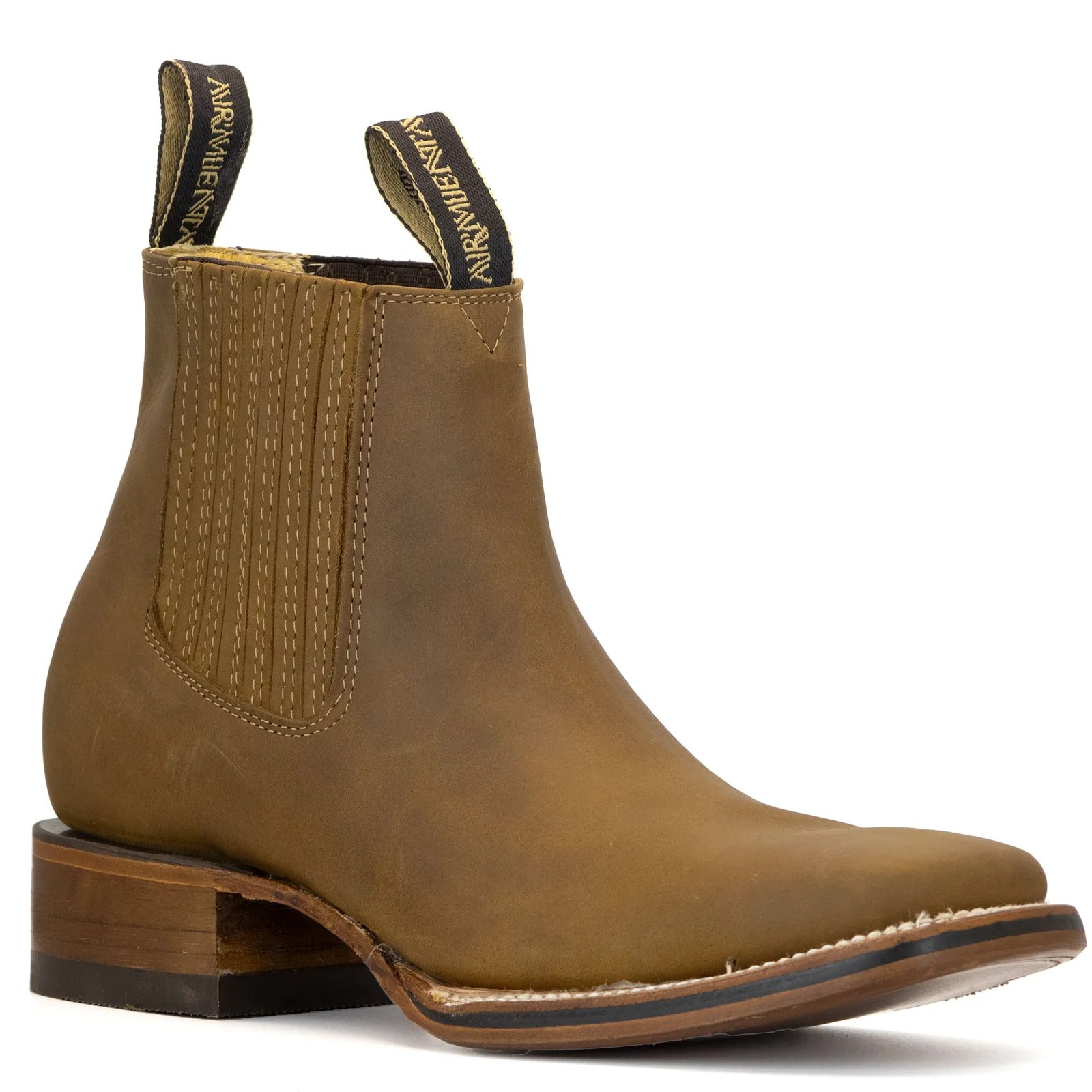 BOTIN ARMENTA CUADRADO CON SUELA DE CUERO CRAZY TANG