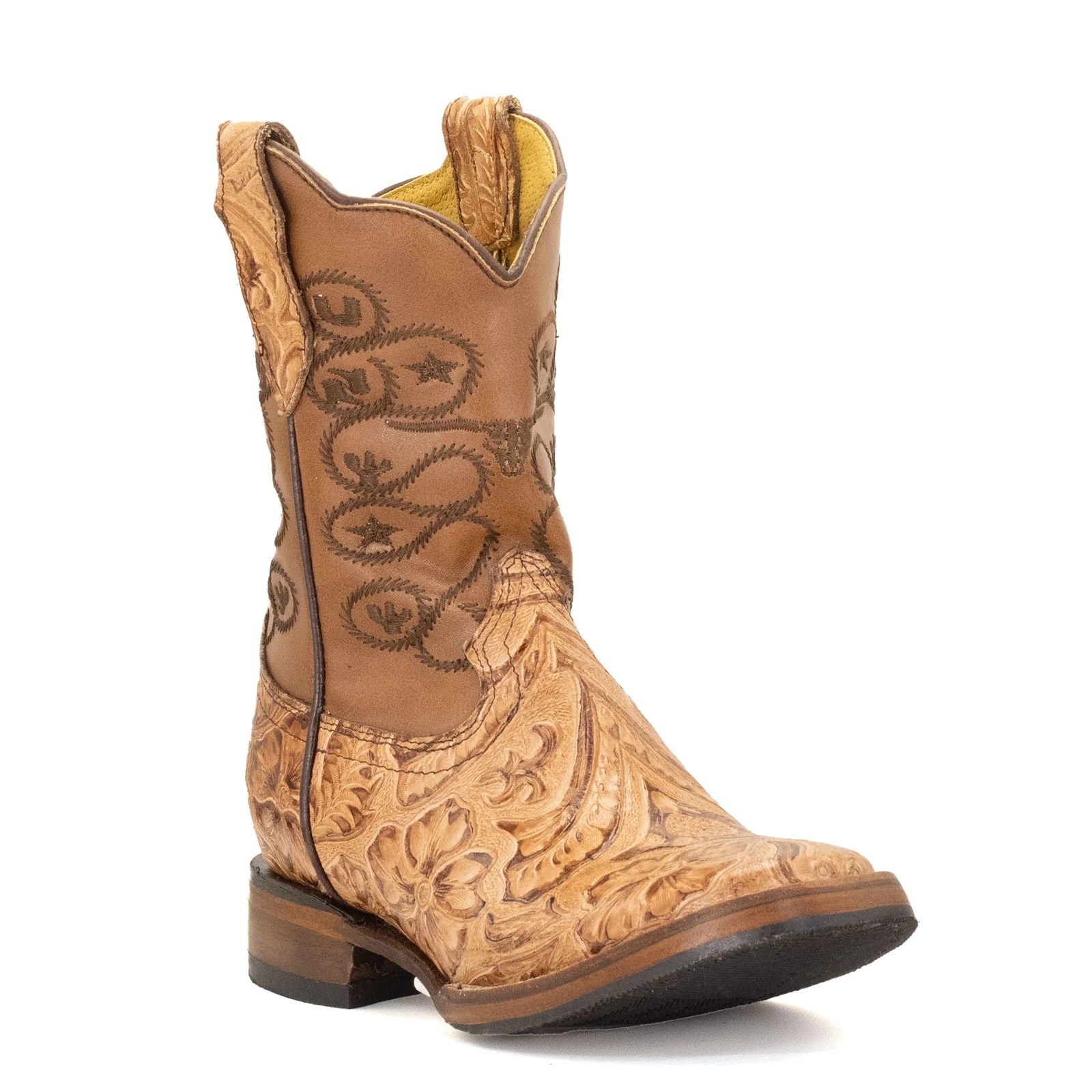 BOTA VAQUERO SM HORMA RODEO EN PIEL GRABADO CINCELADO NATURAL