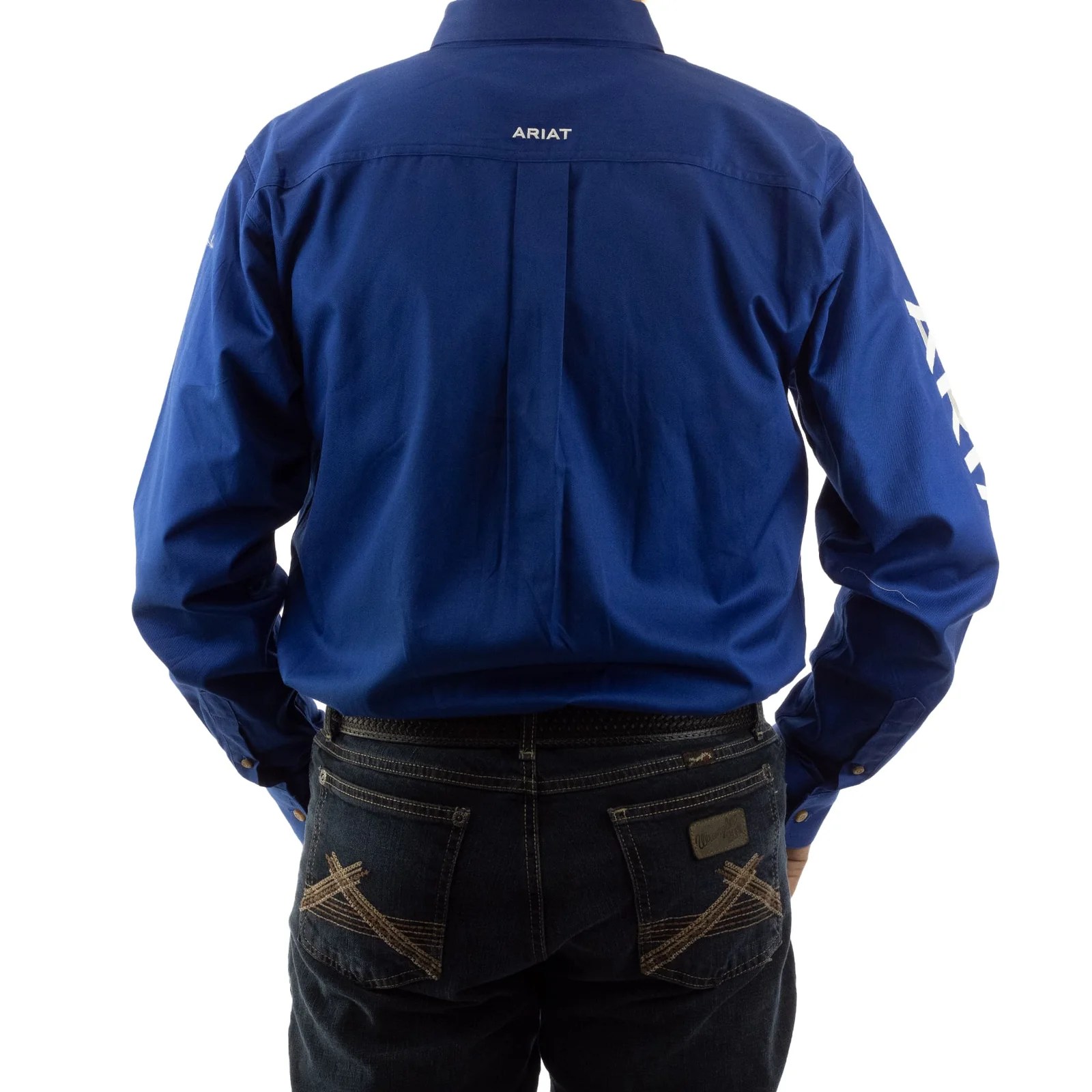 CAMISA ARIAT TEAM LOGO TWILL AZUL CORTE FITTED