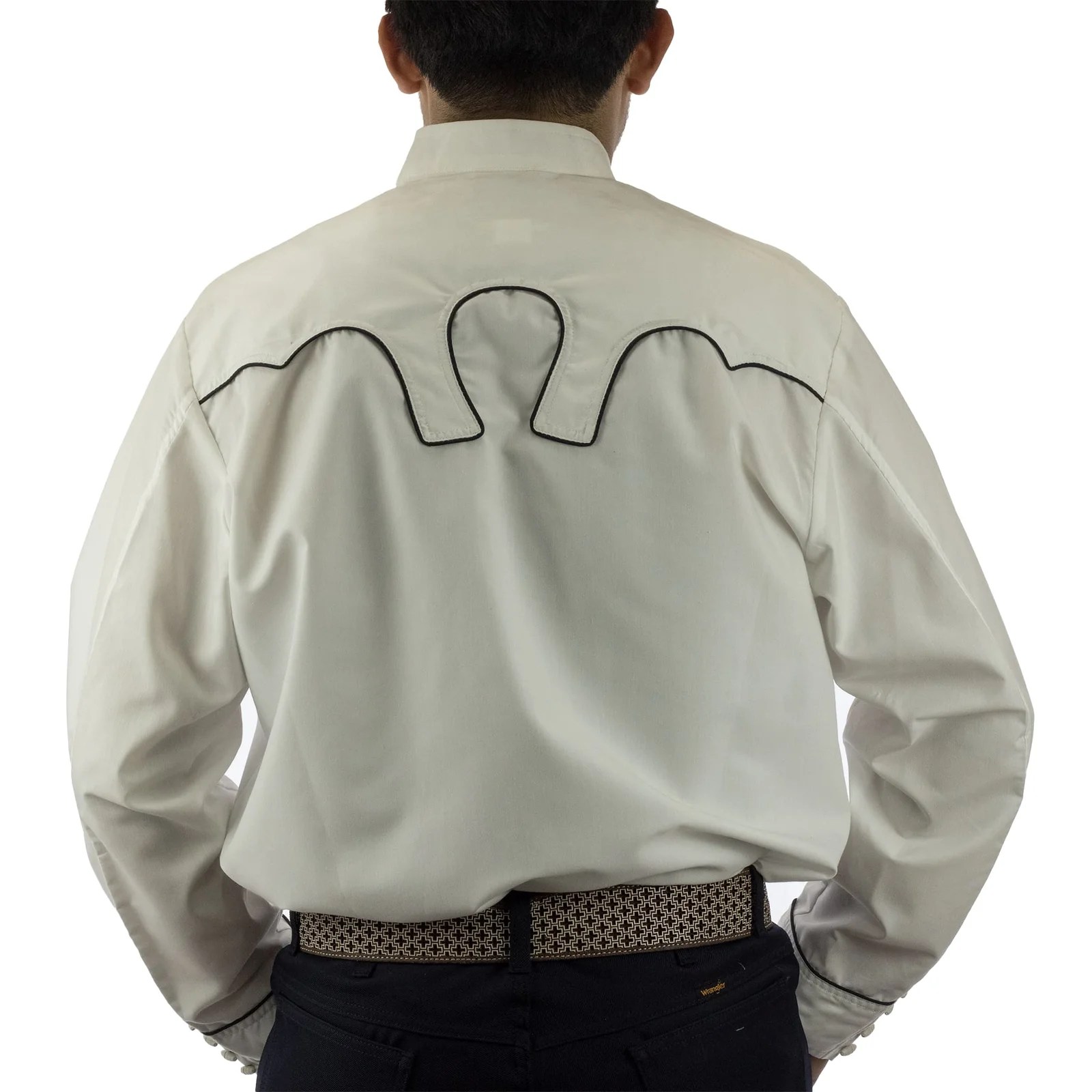CAMISA ESPUELA DE ORO DE MANGA LARGA CHARRA BLANCO