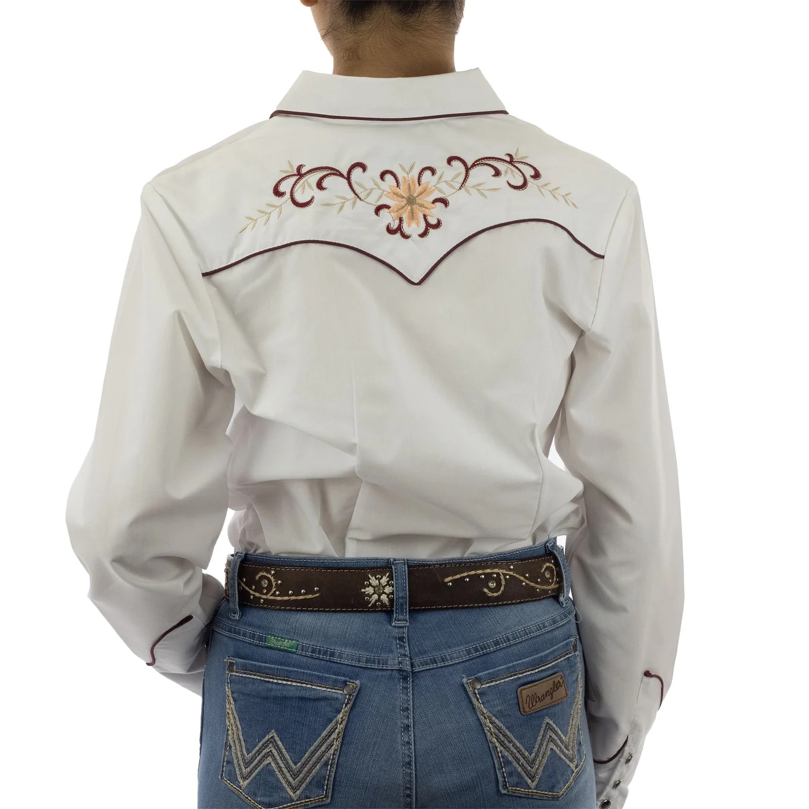 CAMISA ESPUELA DE ORO DE MANGA LARGA CHARRA BLANCO