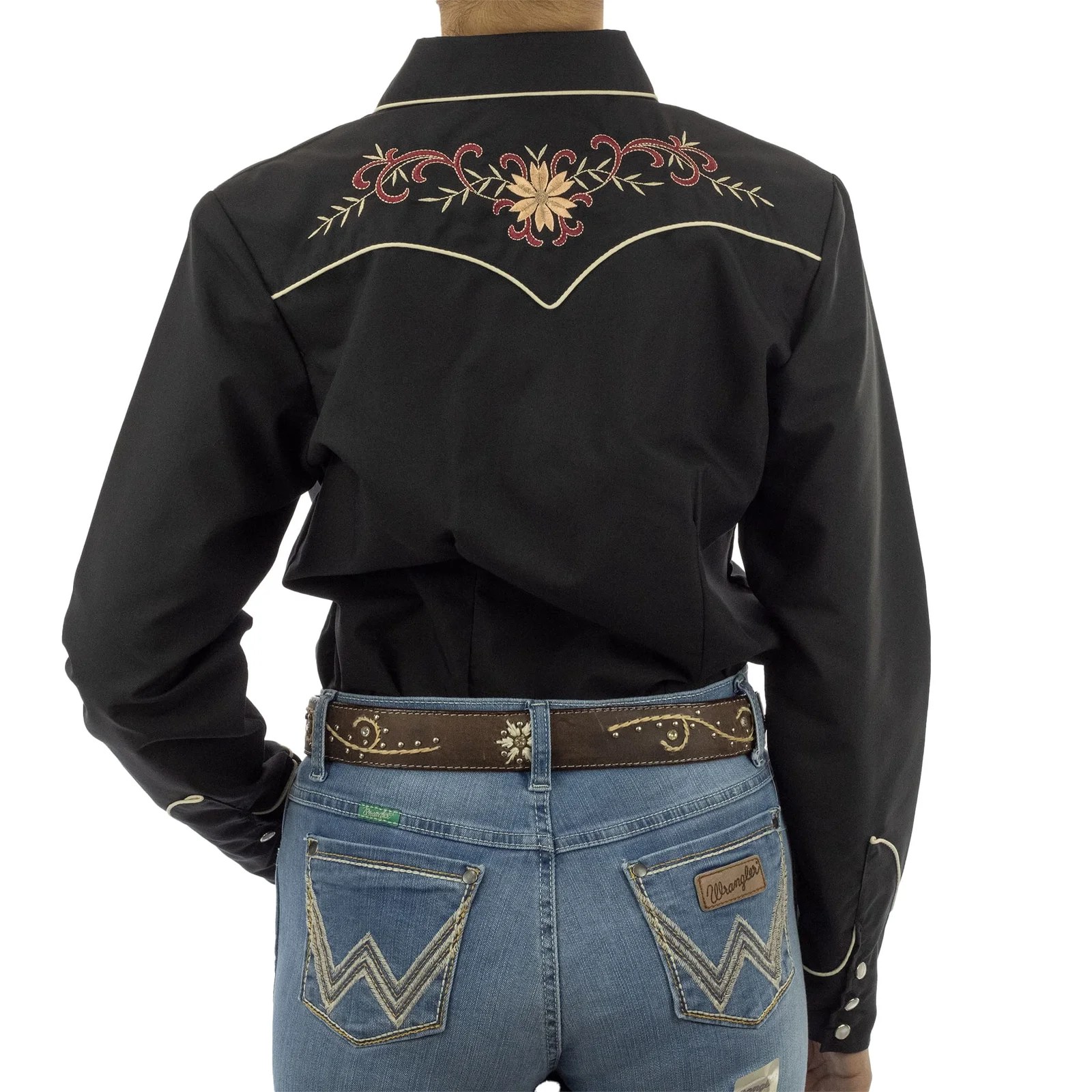 CAMISA ESPUELA DE ORO DE MANGA LARGA CHARRA NEGRO