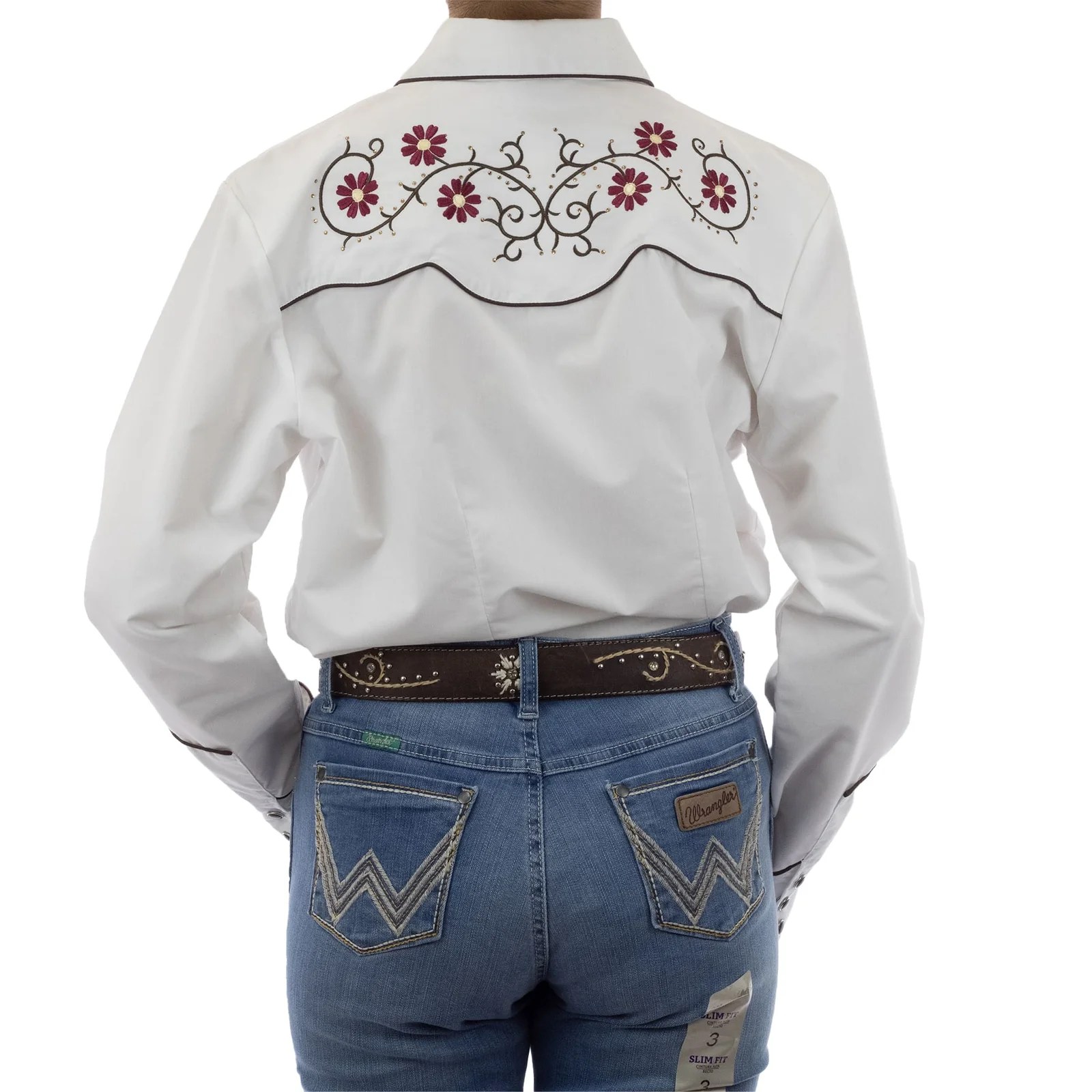 CAMISA ESPUELA DE ORO DE MANGA LARGA CHARRA BLANCO