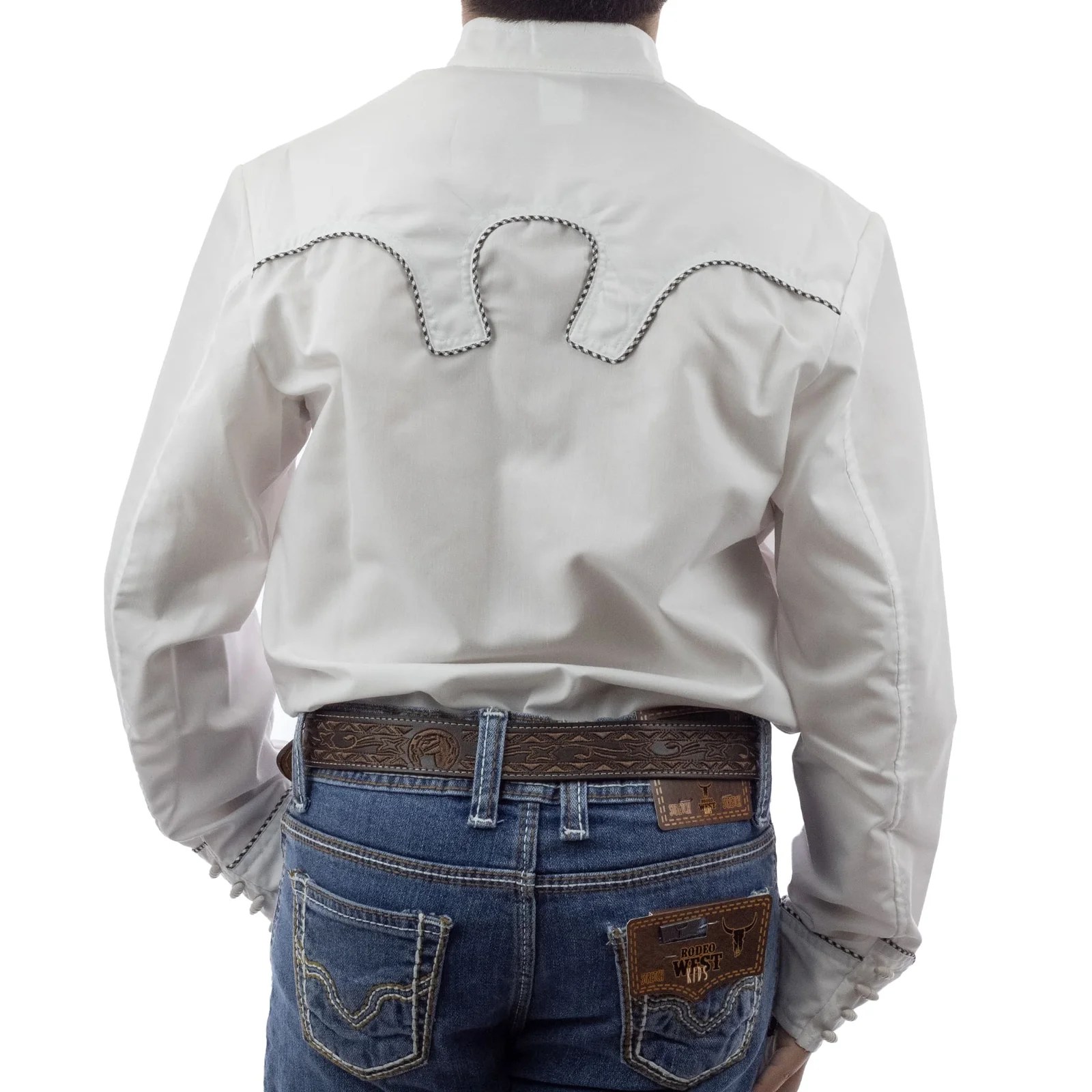 CAMISA ESPUELA DE ORO DE MANGA LARGA CHARRA BLANCO