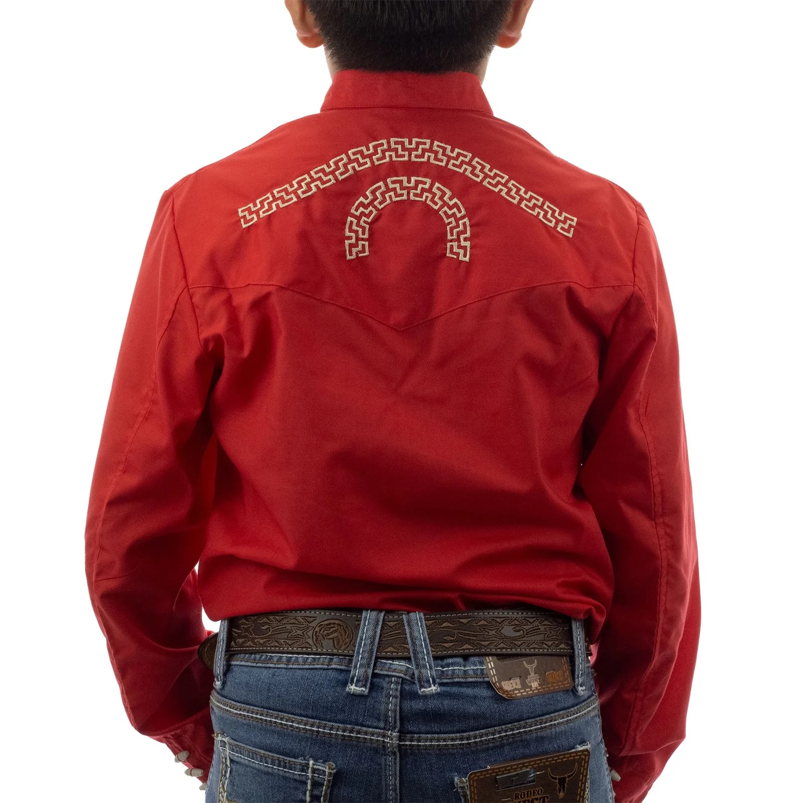 CAMISA ESPUELA DE ORO DE MANGA LARGA CHARRA ROJO