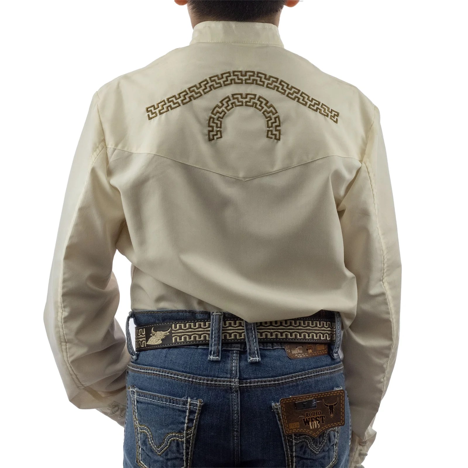 CAMISA ESPUELA DE ORO DE MANGA LARGA CHARRA BEIGE