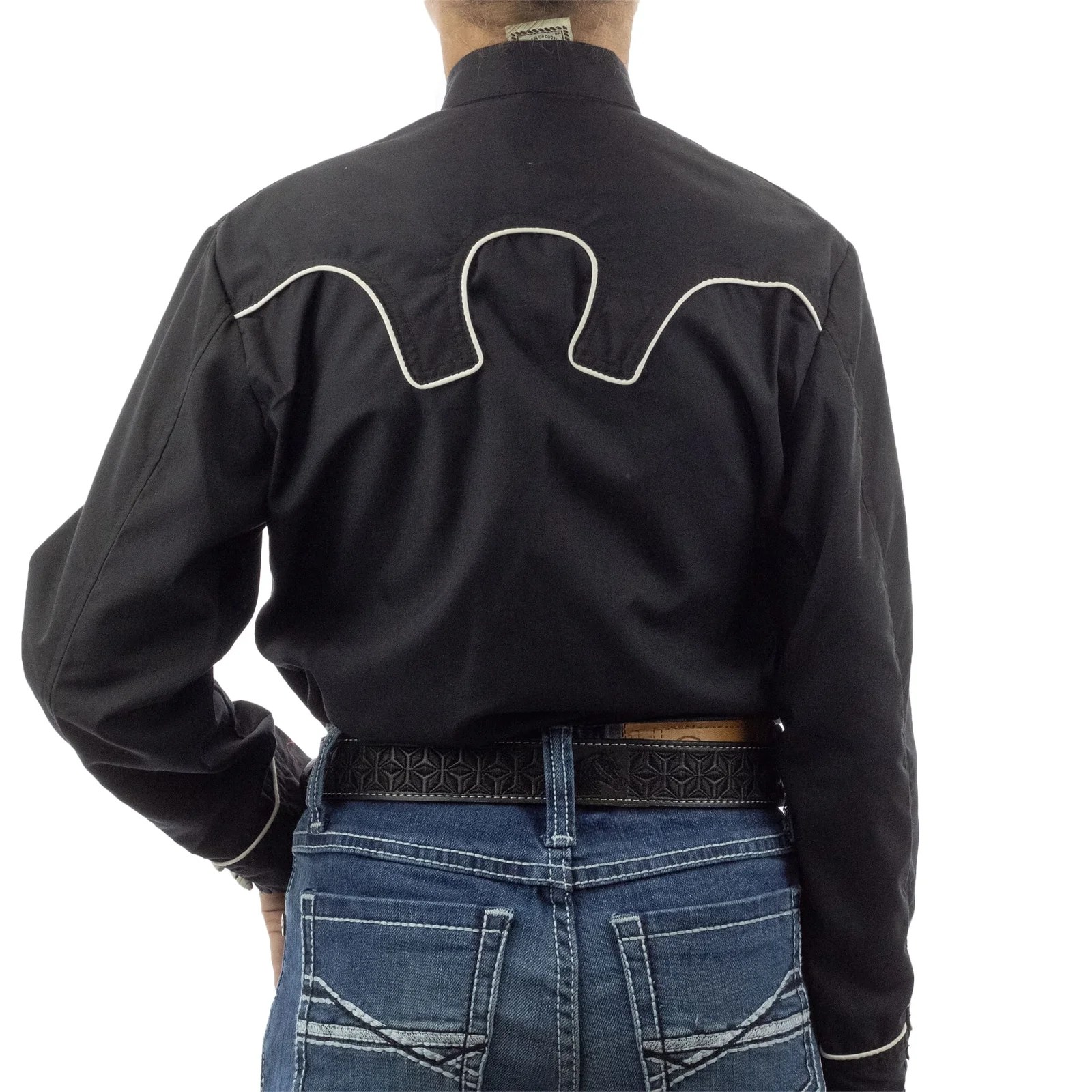 CAMISA ESPUELA DE ORO DE MANGA LARGA CHARRA NEGRO