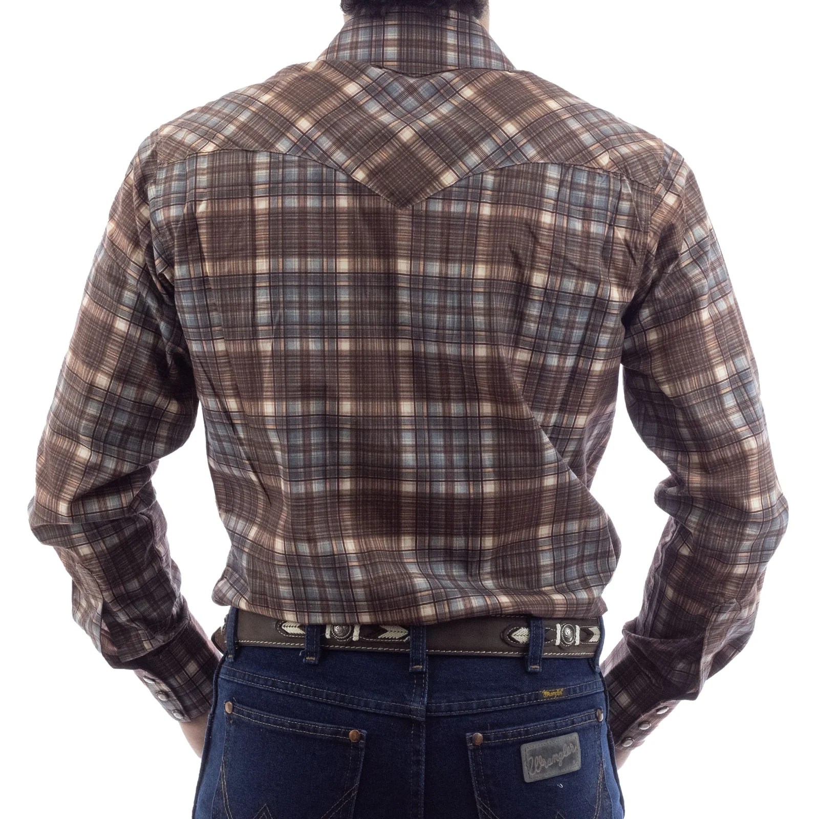 CAMISA RODEO WEST VAQUERA MANGA LARGA CAFÉ/ AZUL