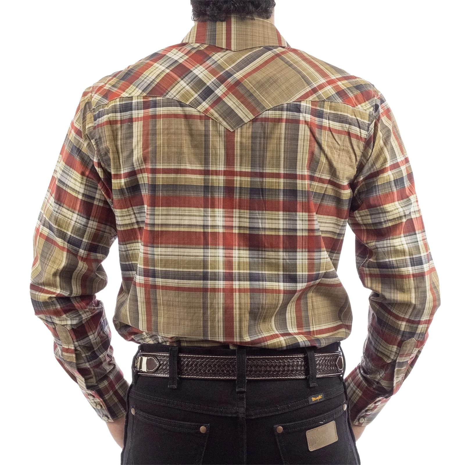 CAMISA RODEO WEST VAQUERA MANGA LARGA BEIGE/ROJO