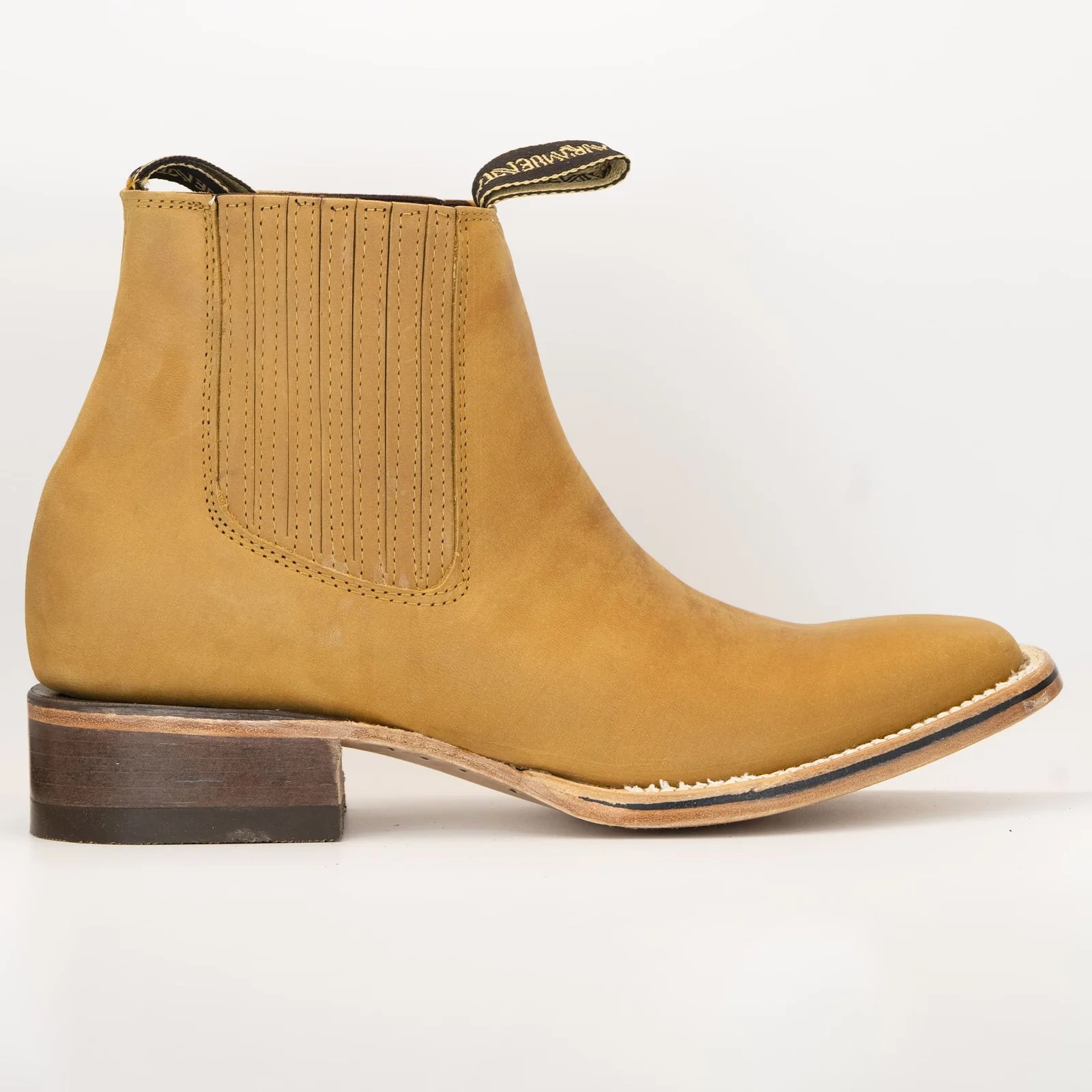 BOTIN ARMENTA CUADRADO CON SUELA DE CUERO ATANADO MIEL
