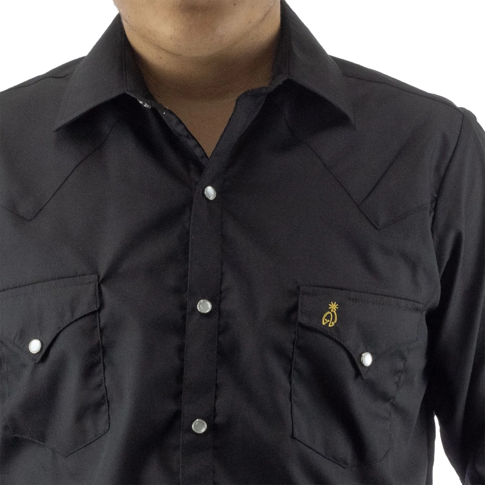 CAMISA ESPUELA DE ORO DE MANGA LARGA CHARRA NEGRO