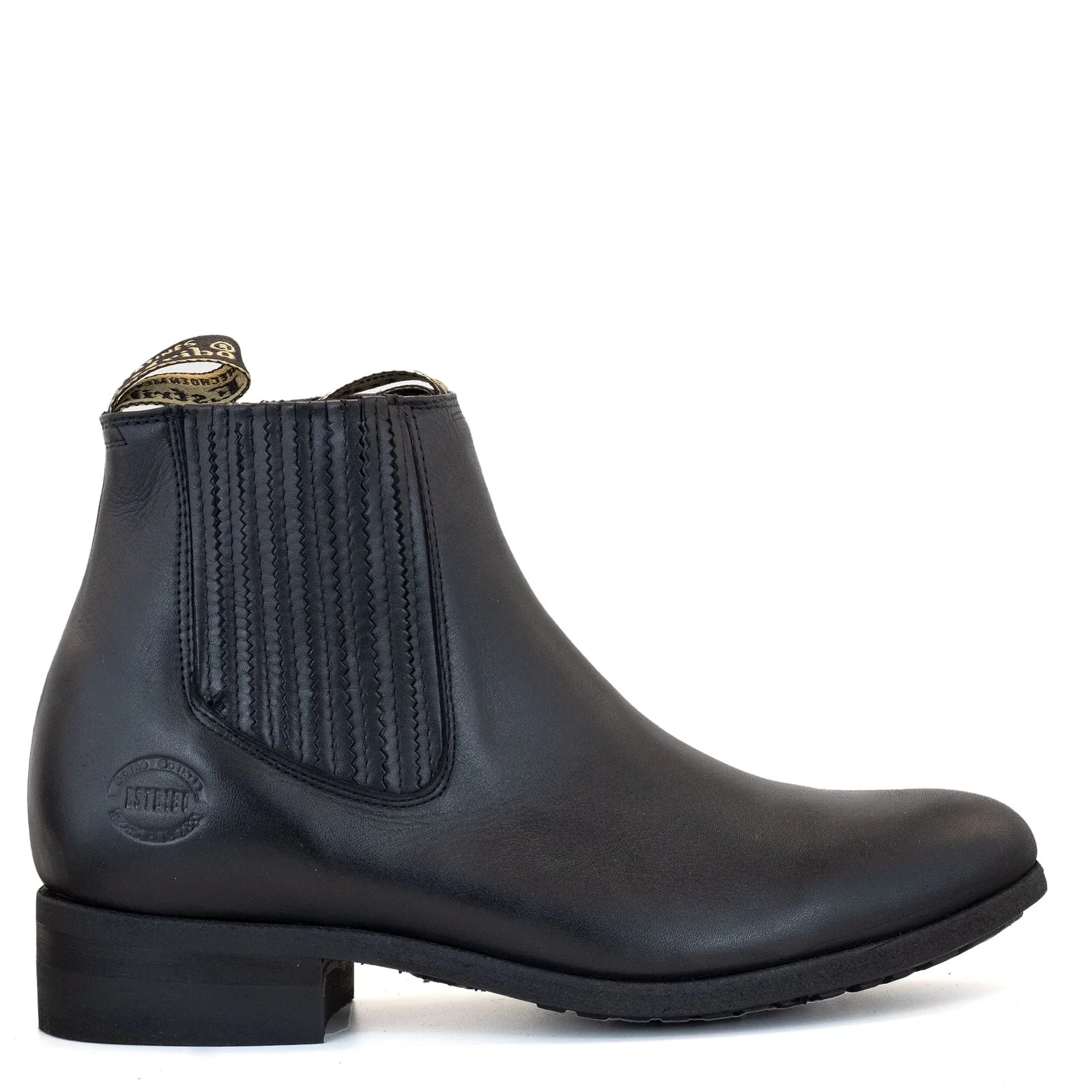BOTIN ESTRIBO CHARRO SUELA DE HULE NEGRO