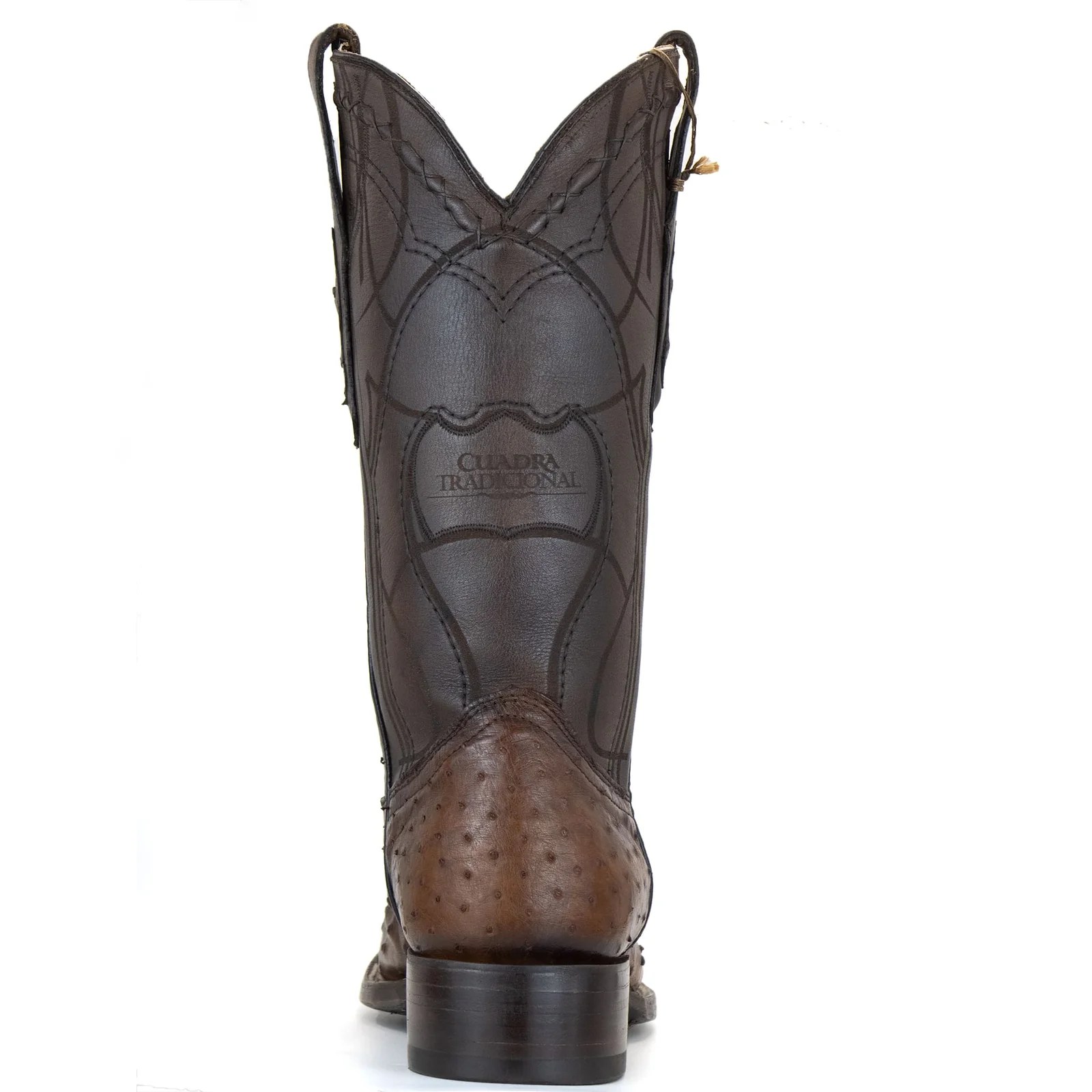 BOTA CUADRA EN PIEL GENUINA DE AVESTRUZ MIEL