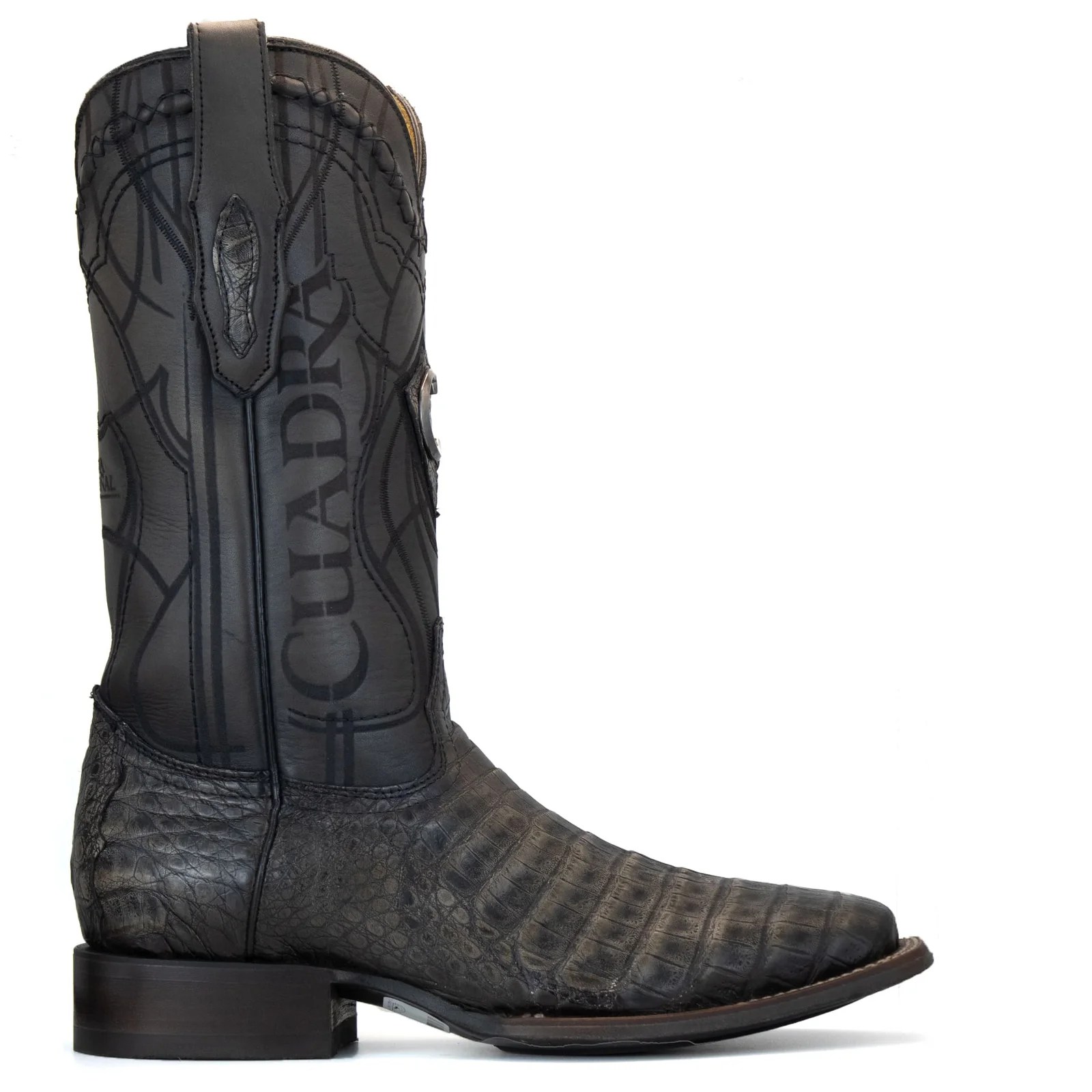 BOTA CUADRA EN PIEL GENUINA DE CAIMAN ARENA