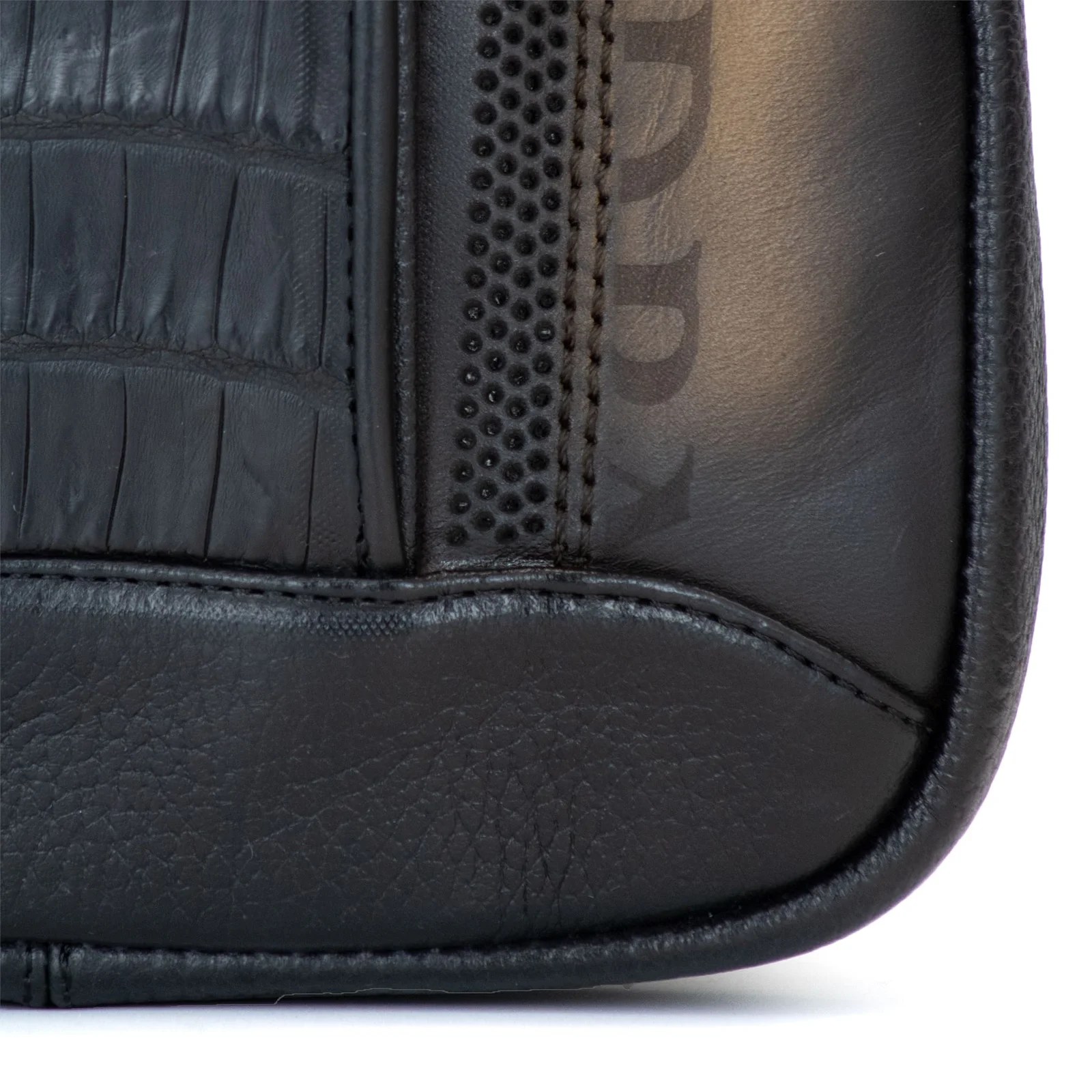 BANDOLERA EN PIEL GENUINA DE COCODRILO NEGRA