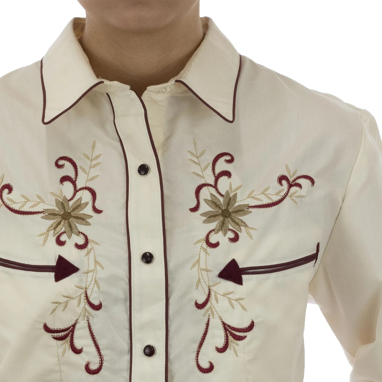 CAMISA ESPUELA DE ORO DE MANGA LARGA CHARRA BEIGE