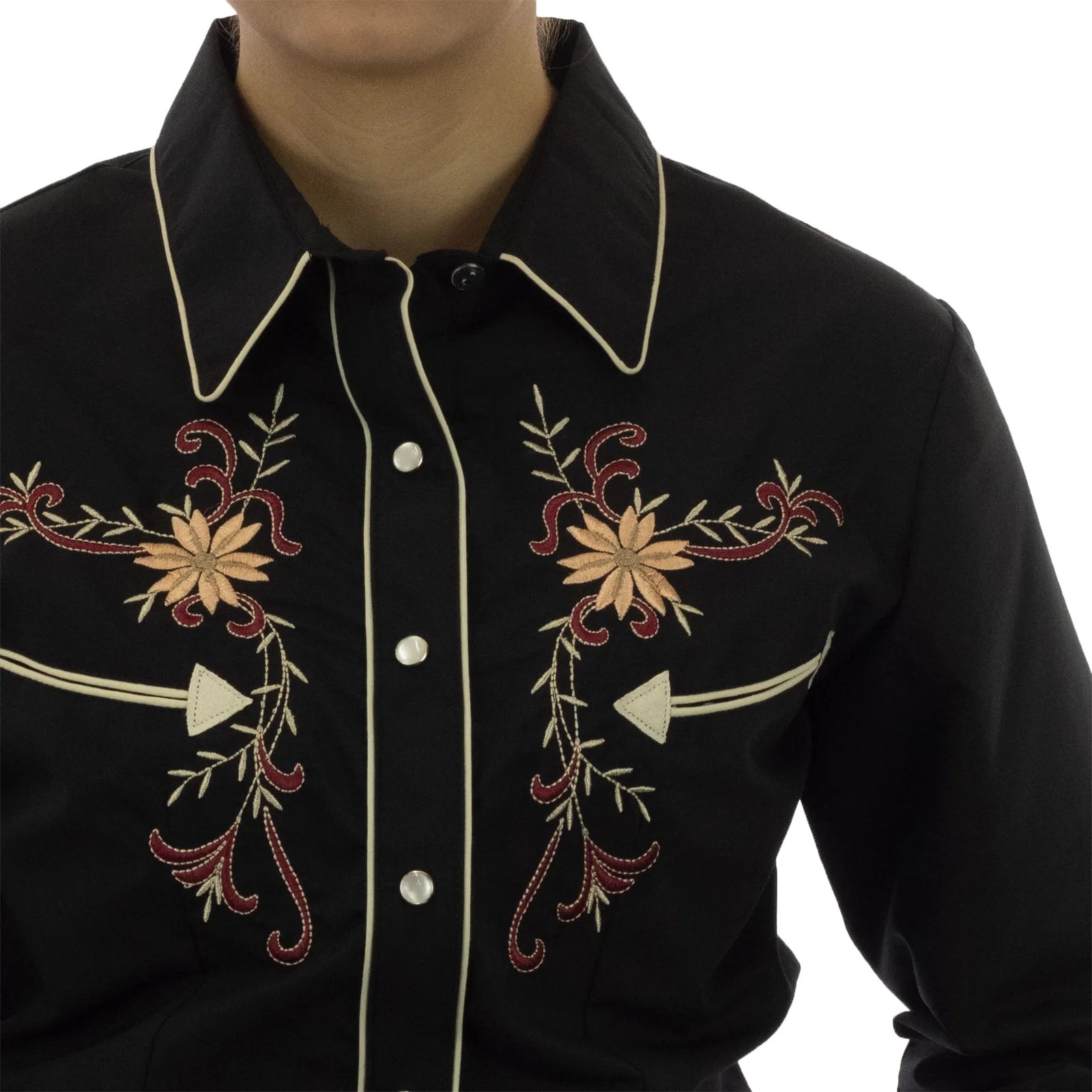CAMISA ESPUELA DE ORO DE MANGA LARGA CHARRA NEGRO