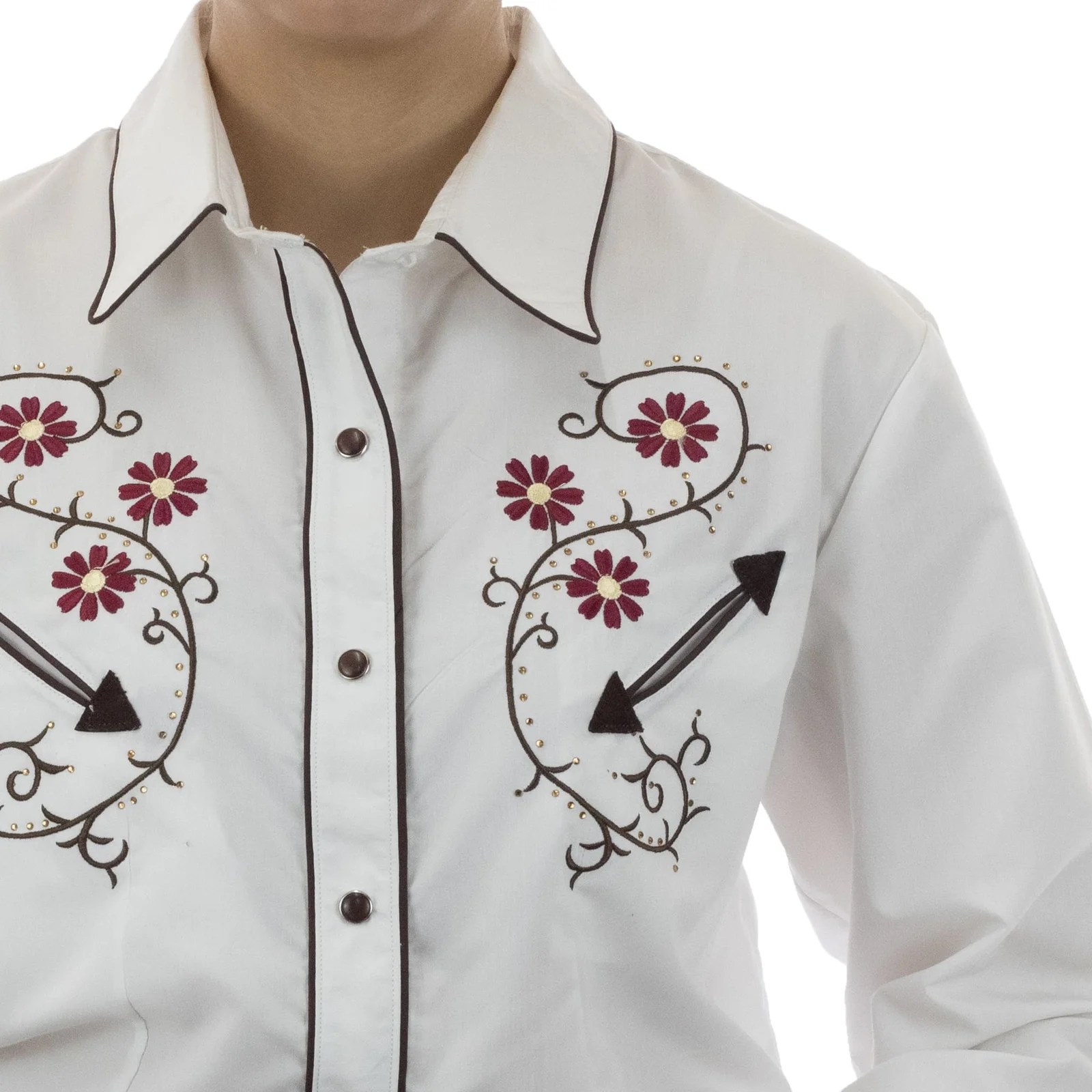 CAMISA ESPUELA DE ORO DE MANGA LARGA CHARRA BLANCO