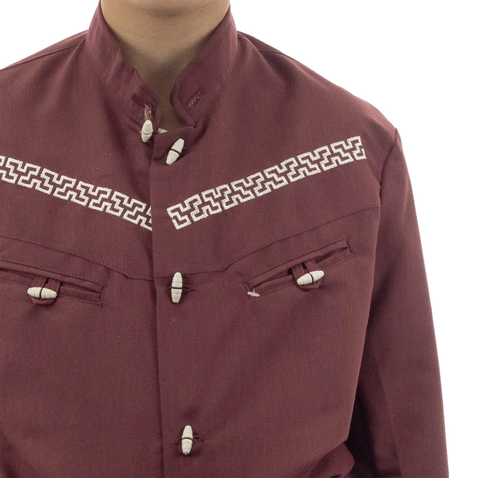 CAMISA ESPUELA DE ORO DE MANGA LARGA CHARRA VINO