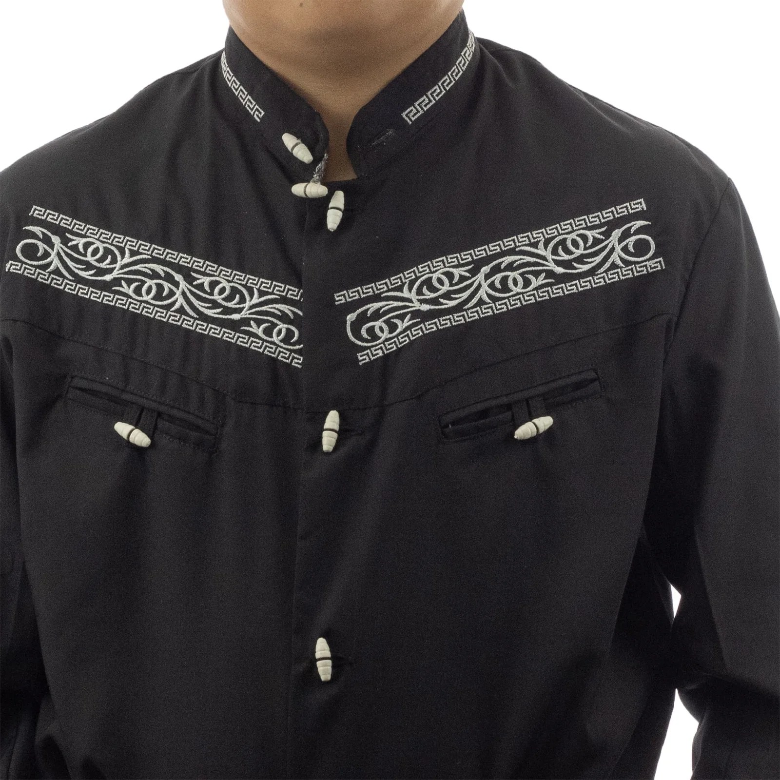 CAMISA ESPUELA DE ORO DE MANGA LARGA CHARRA NEGRO