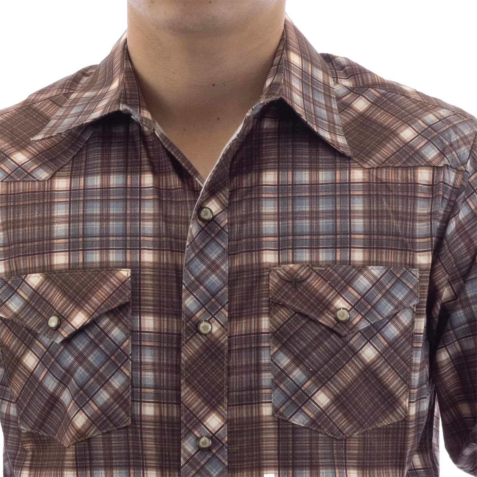 CAMISA RODEO WEST VAQUERA MANGA LARGA CAFÉ/ AZUL