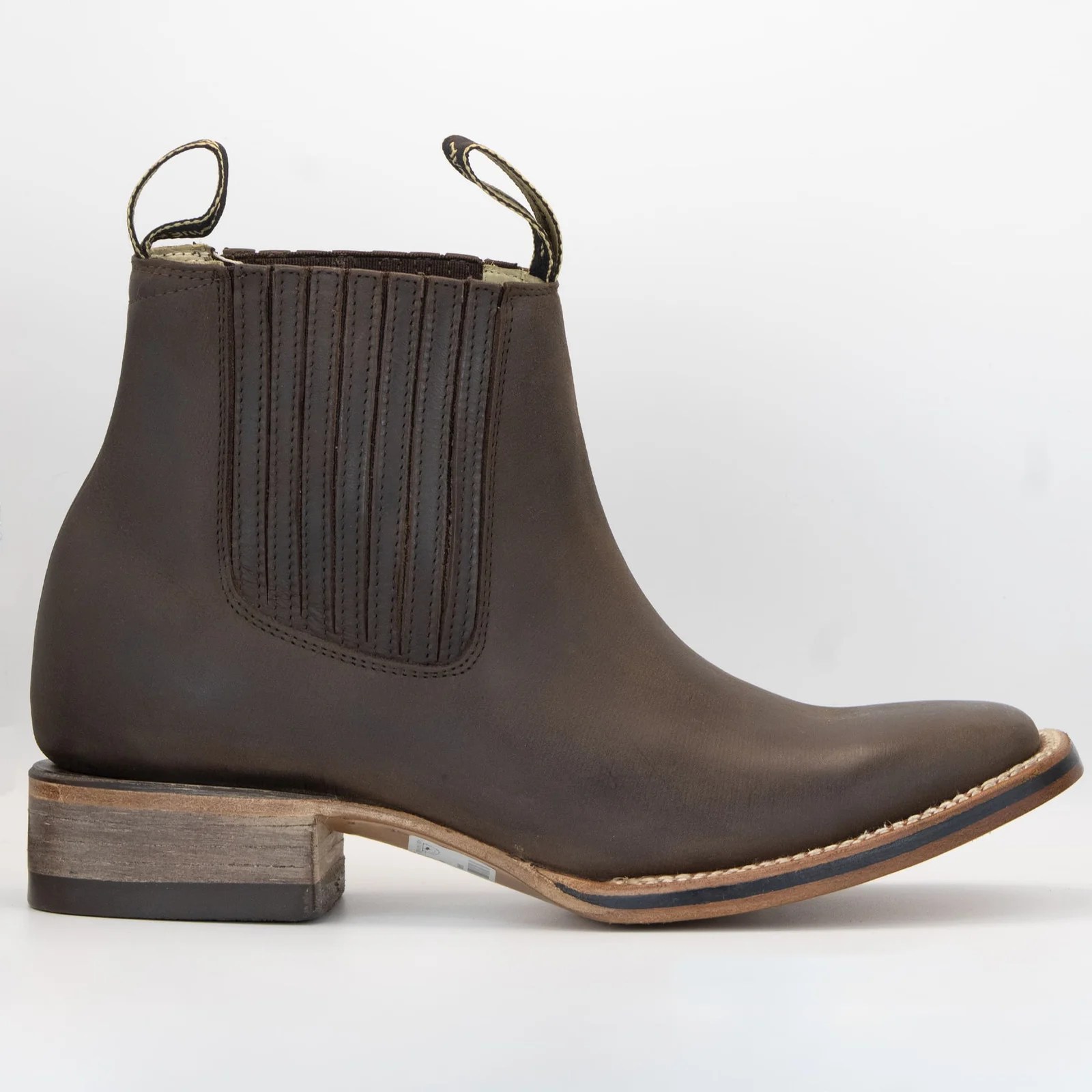 BOTIN ARMENTA CUADRADO CON SUELA DE CUERO CRAZY CAFE