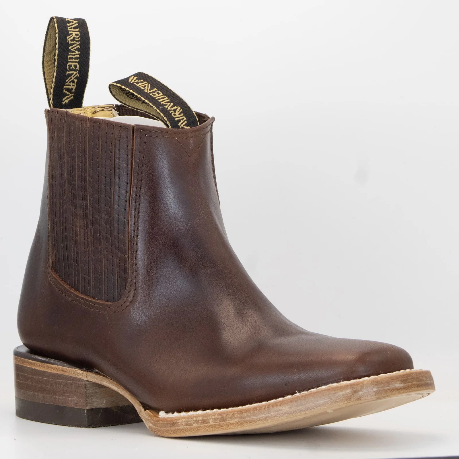 BOTIN ARMENTA CUADRADO CON SUELA DE CUERO ATANADO CAFE