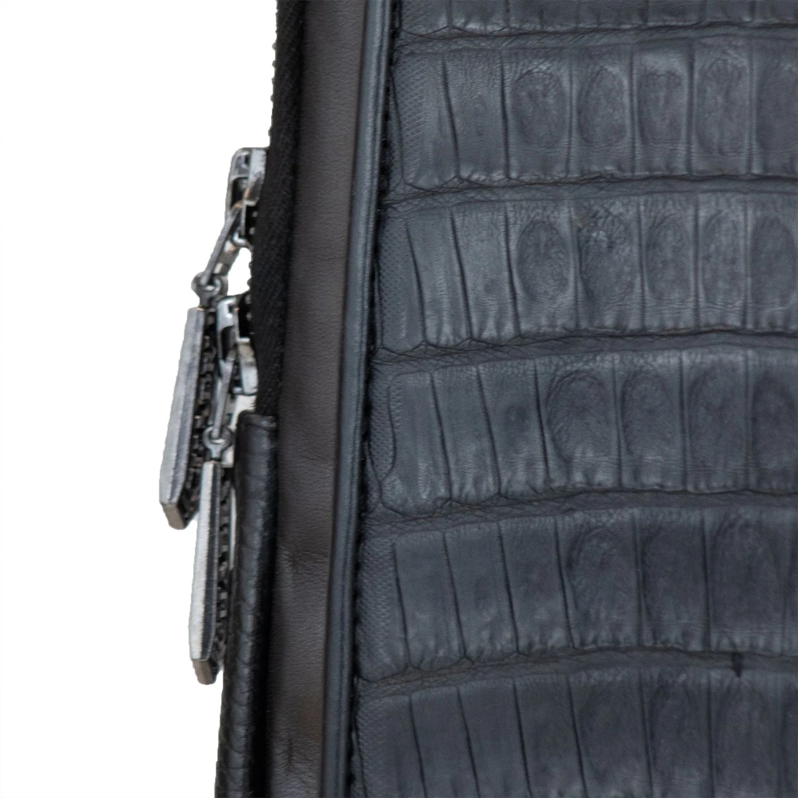 BANDOLERA EN PIEL GENUINA DE COCODRILO NEGRA