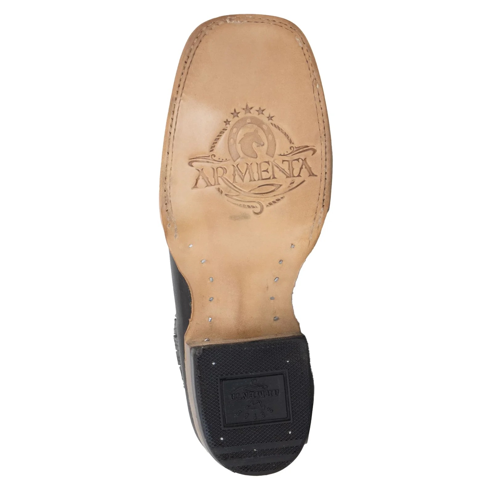 BOTIN ARMENTA CUADRADO CON SUELA DE CUERO ATANADO NEGRO